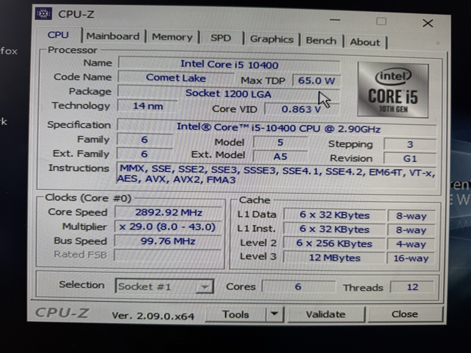 SRH3C Intel Core i5-10400 6-Core 2.90 GHz 12MB 65W FCLGA1200 Processor