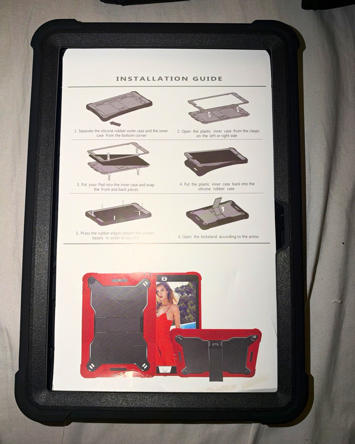 Shockproof Rugged iPad Case, Black Silicone/Gel/Rubber Cover w/ Stand  10.1 Inch