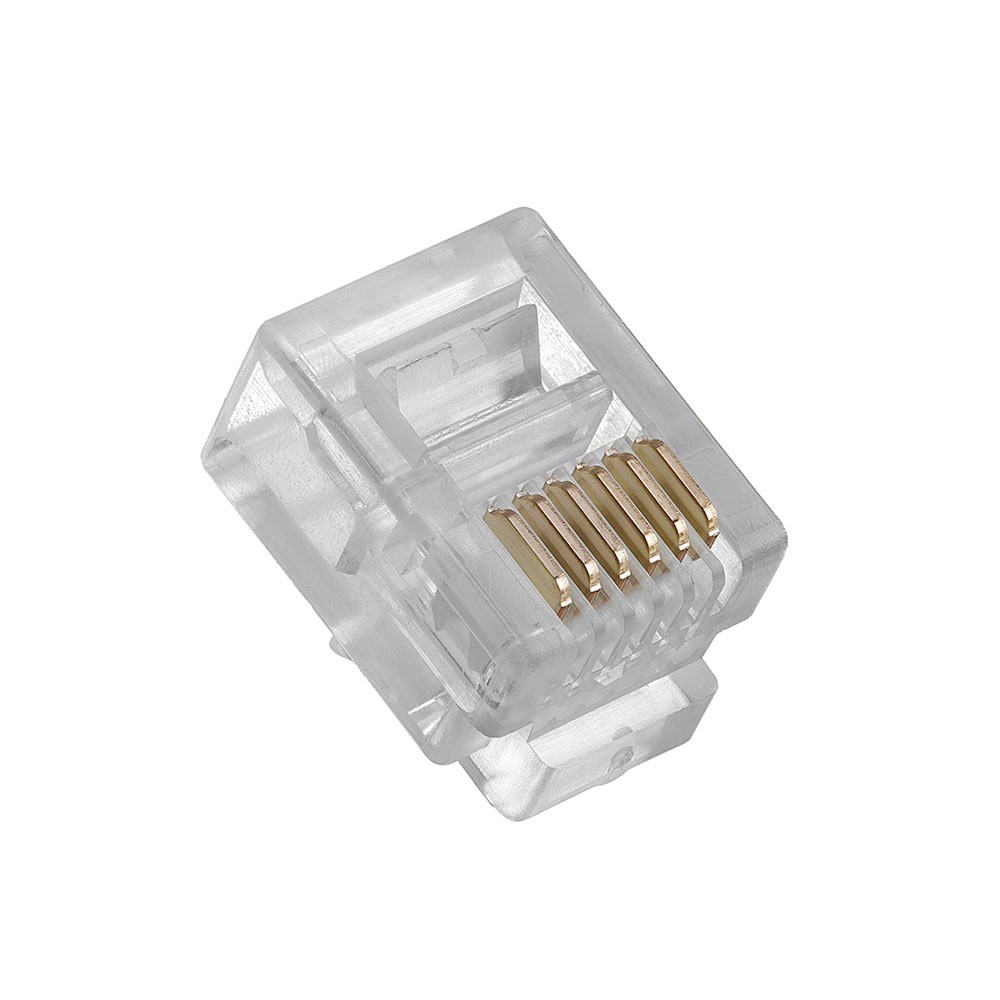 50 Pack RJ12 Modular Plug for CAT3 Cable 6P6C Connectors Telephone Solid Plugs