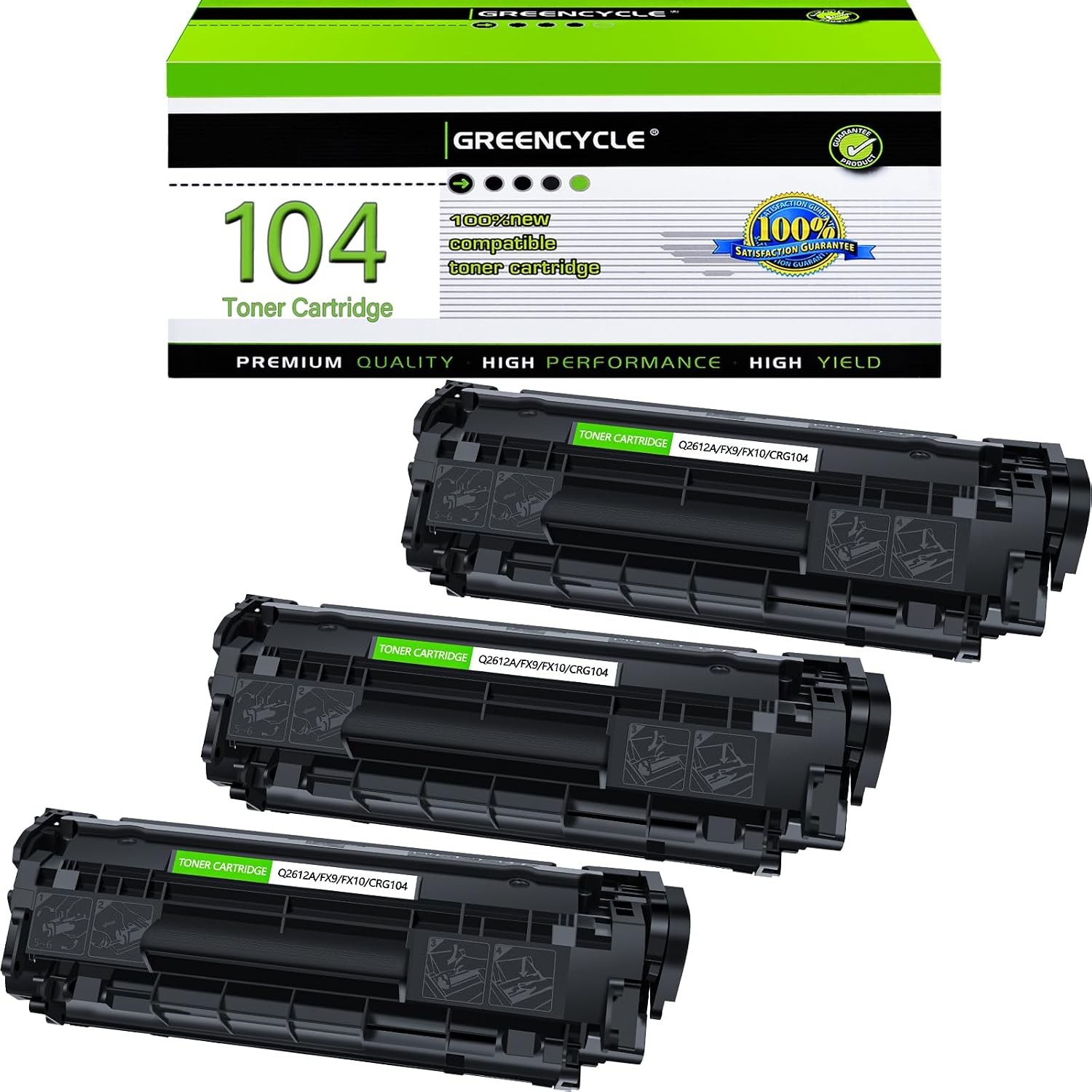 3PK CRG104 FX9 FX10 Toner For Canon ImageClass D420 D480 MF4150 MF4270 MF4350d