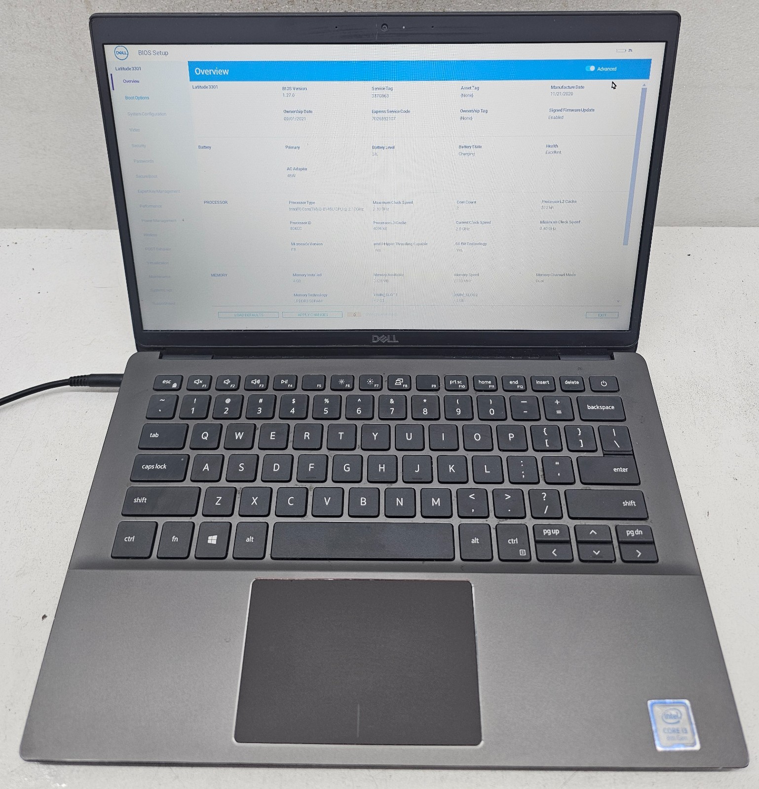 Dell Latitude 3301 Laptop Intel Core i3-8145U 4GB Ram NO HD/OS (FL)