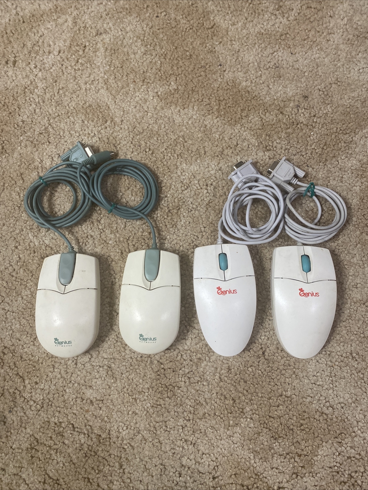 vintage lot of 4 genius mouse mice Wired Netscroll & Netmouse