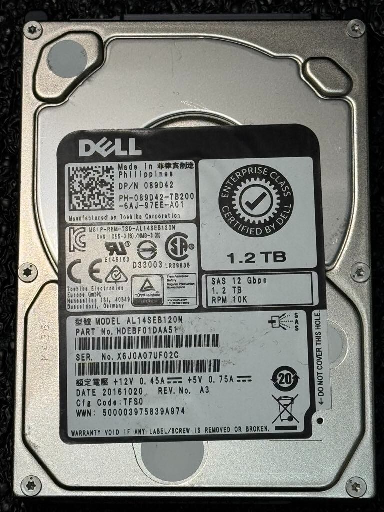 DELL 89D42 AL14SEB120N HDEBF01DAA51 1.2TB 10K RPM Cache 128 MB 12Gbps SAS 2.5"