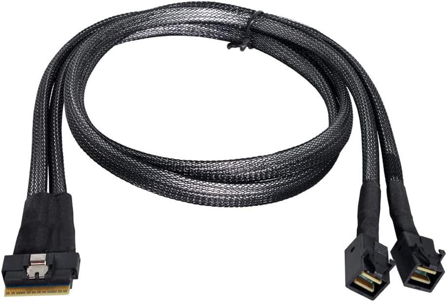 NFHK PCI-E Ultraport Slimline SAS Slim 4.0 SFF-8654 8i 74pin to Dual Black 