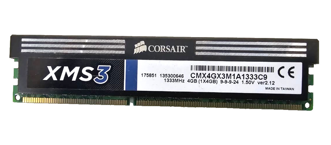 Corsair XMS3 4GB DDR3 1333MHz Desktop RAM CMX4GX3M1A1333C9 1.5V CL9.