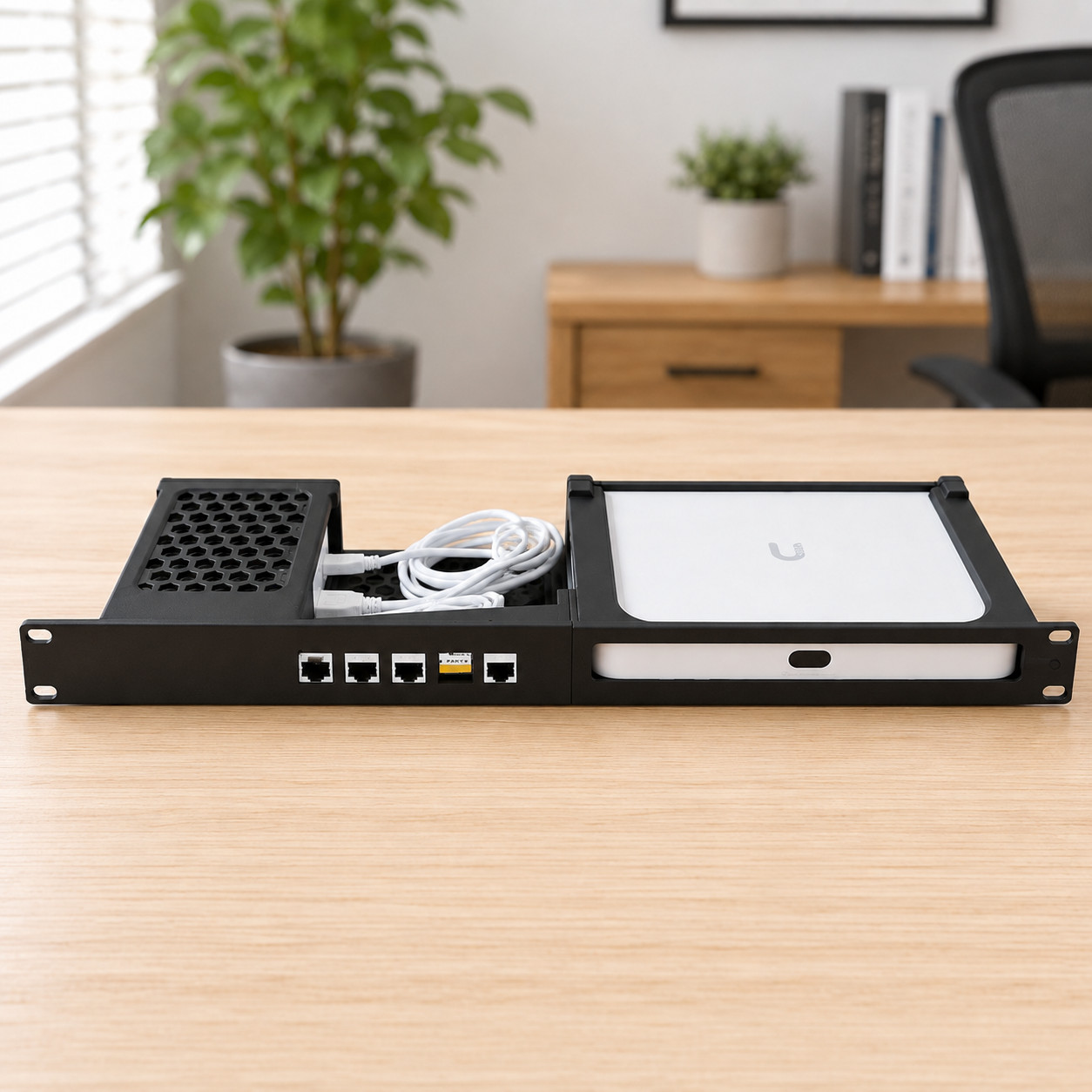 1U 19" Rack Mount for UniFi UCG-Fiber – Modular Rack with PSU Holder