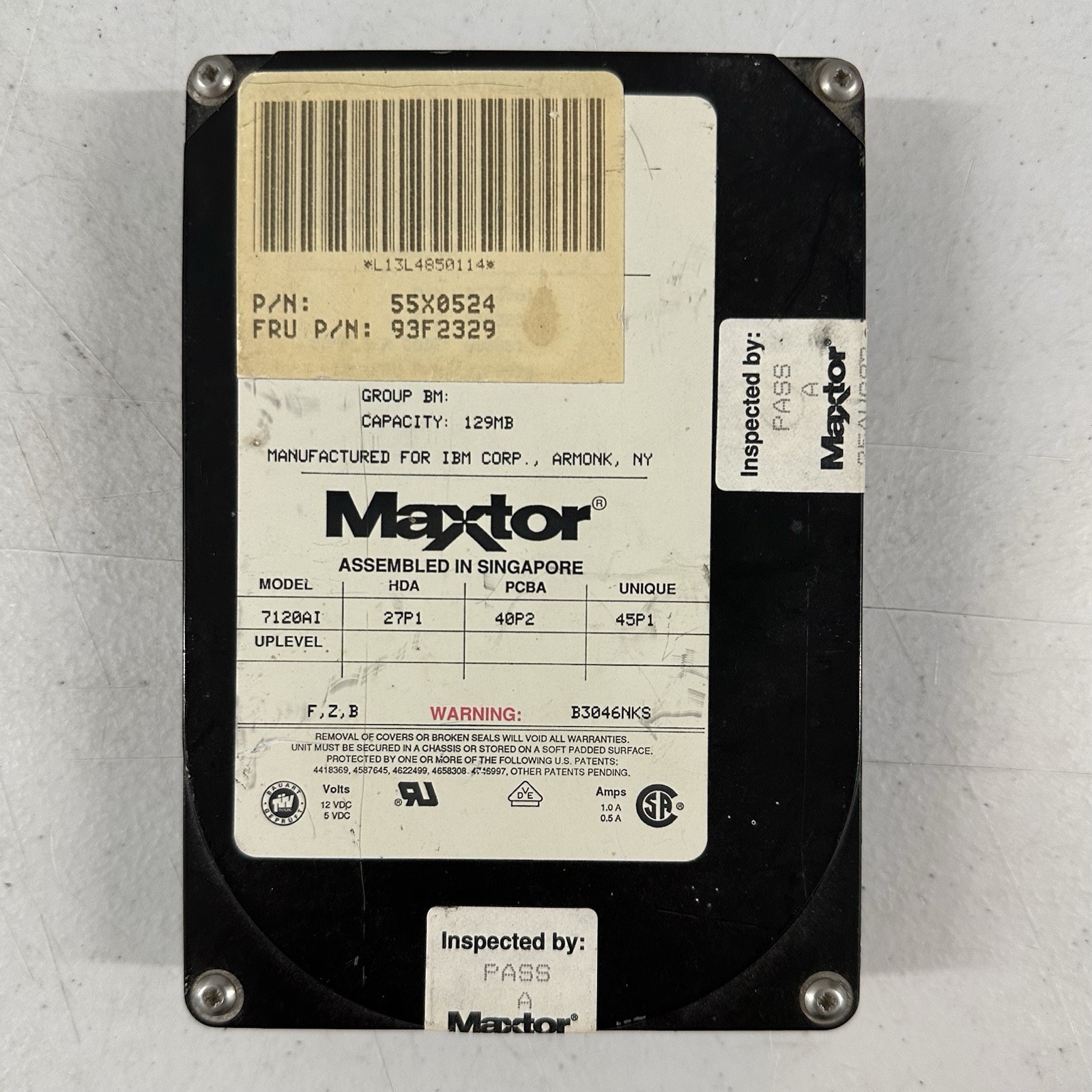 Maxtor 7120AI IDE Hard Drive For IBM 93F2329 55X0524 129MB