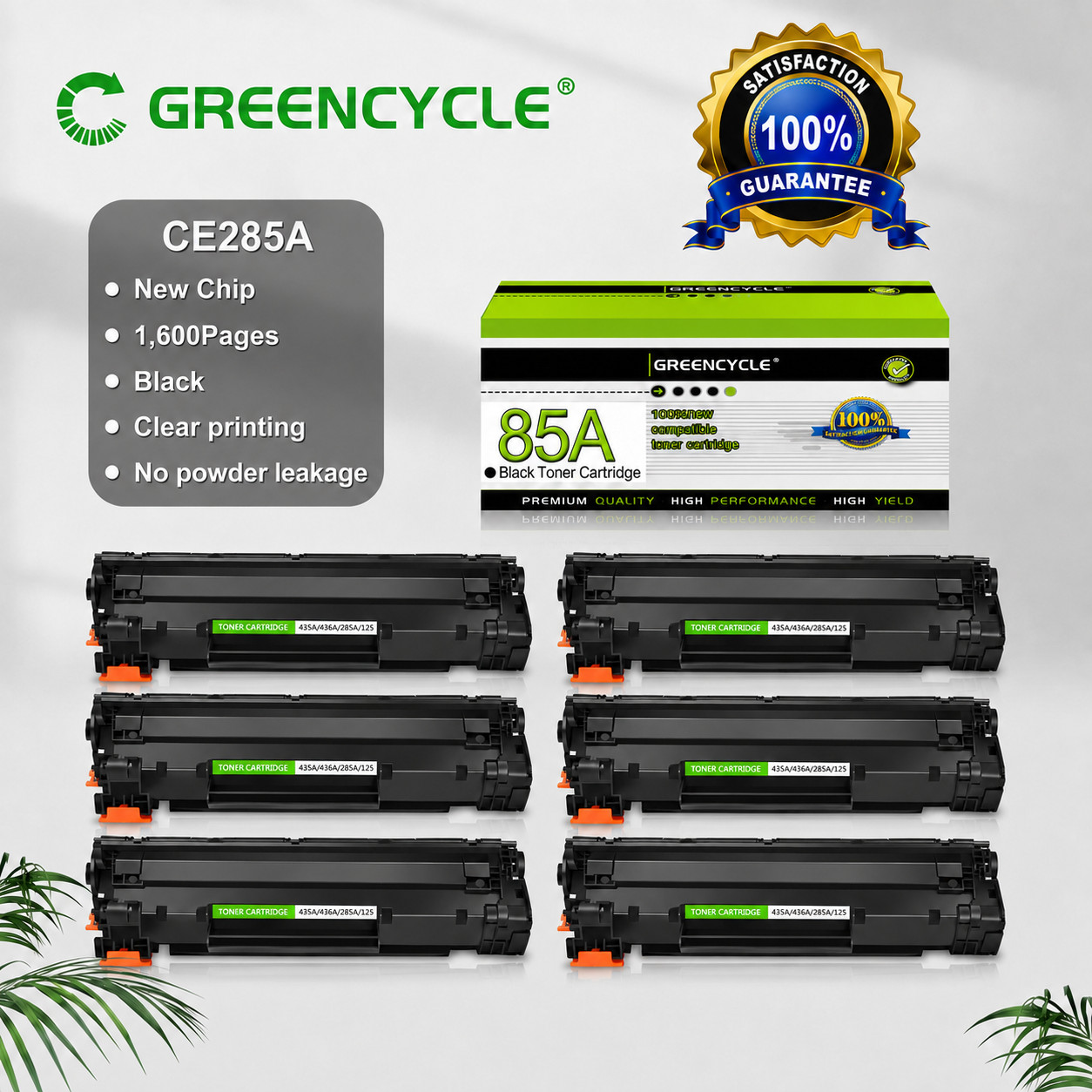 6PK CE285A 85A Toner Cartridge Compatible with HP Laserjet Pro M1136 M1137 M1138