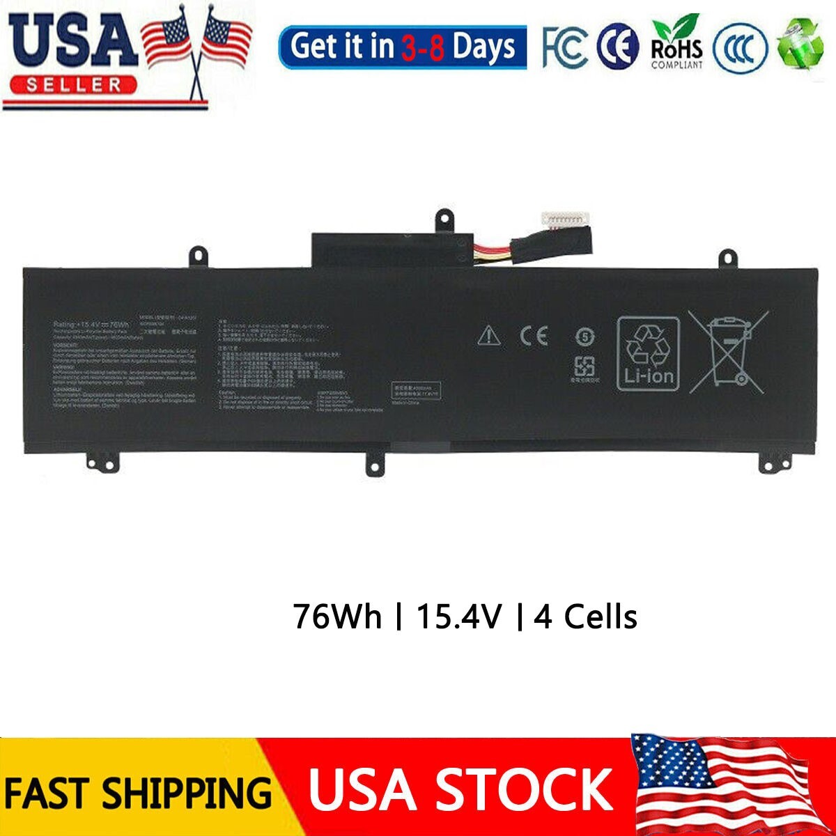 ✅C41N1837 Battery For ASUS ROG Zephyrus GU502G GU502GV GA502DU GX502GV 76Wh