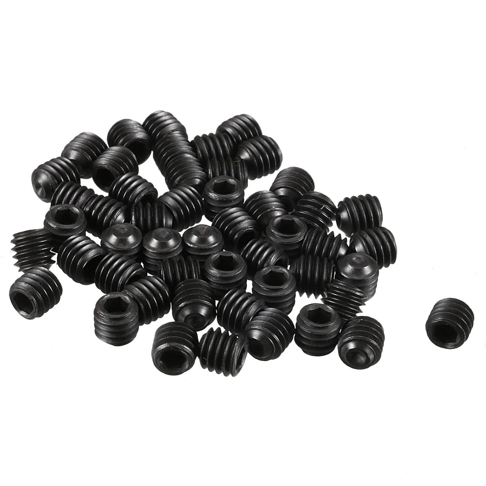 50Pcs Black M4 x 4mm Alloy Steel Hex Socket Set Grub Screws Headless Cup Point