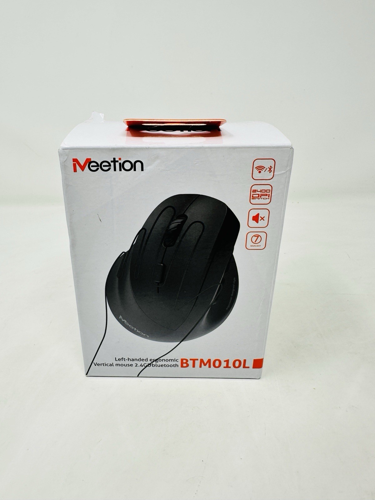 Meetion Left Handed Ergonomic Vertical Mouse 2.4G Bluetooth BTM010L NEW Open Box
