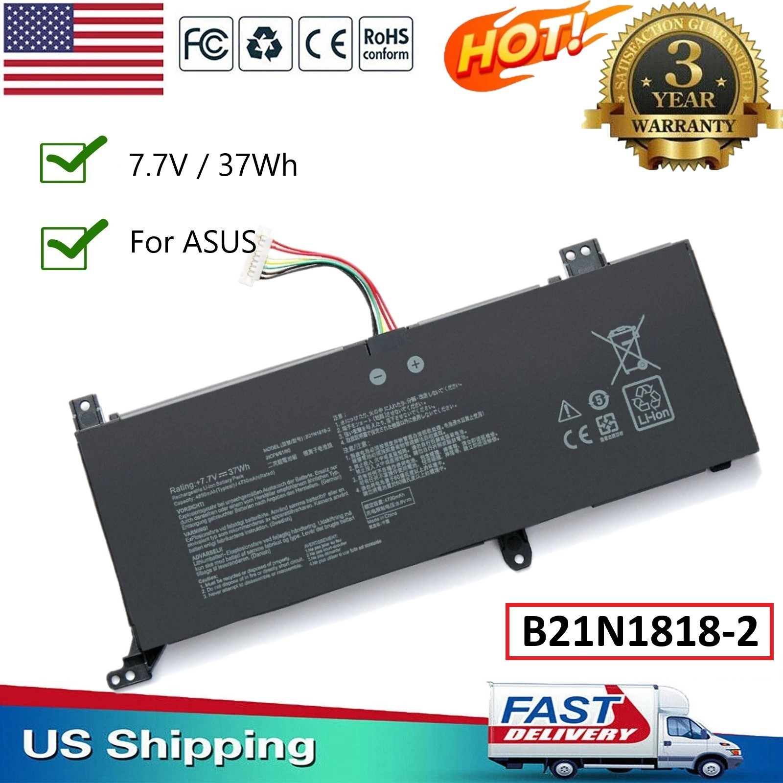 New B21N1818-2 Battery for Asus VivoBook 14 F412 F412D F412DA C21N1818-2 C21PpJH