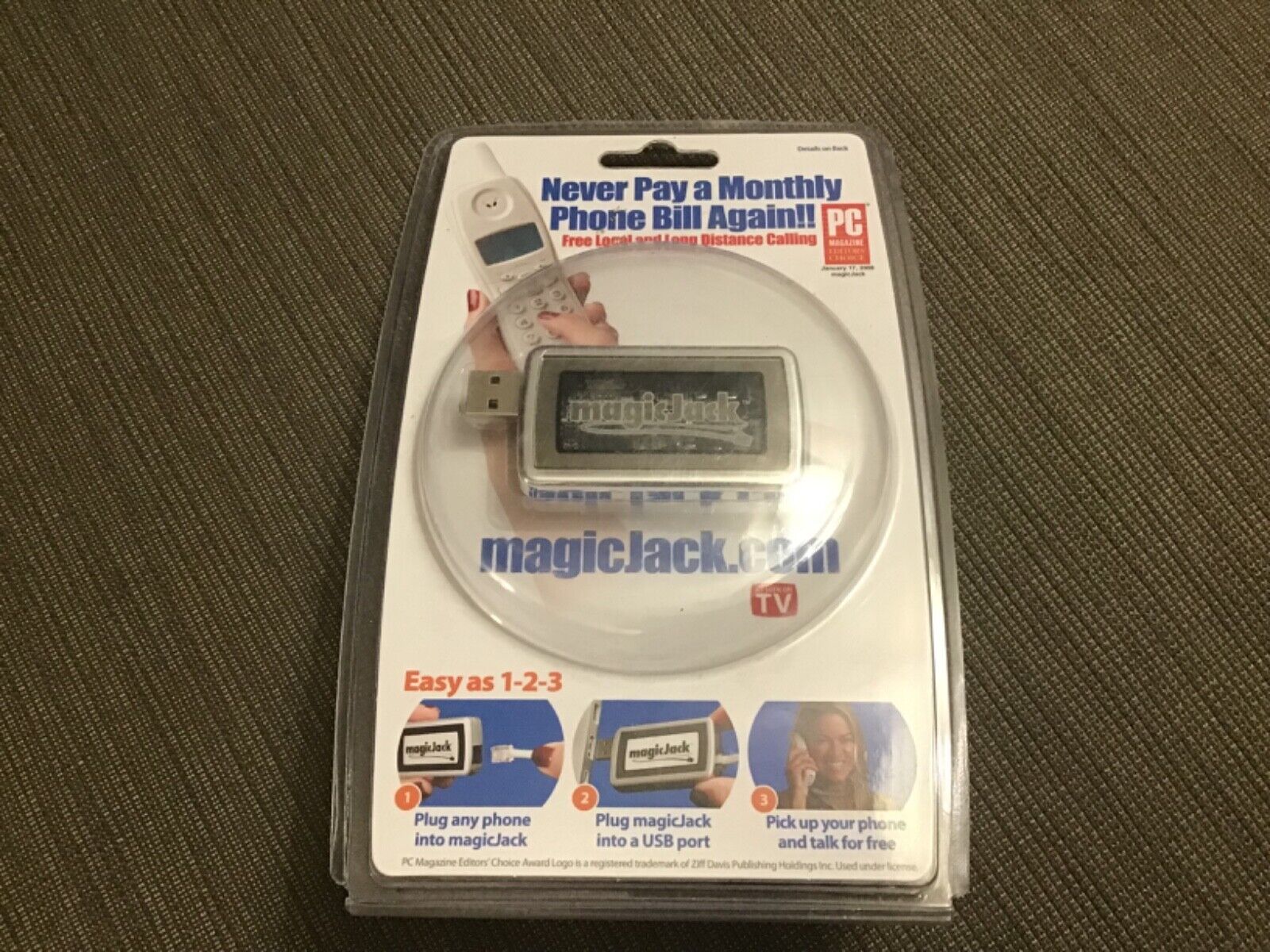 NEW IN PACKAGE MAGIC JACK A921 PHONE JACK LOCAL AND LONG DISTANCE CALLING