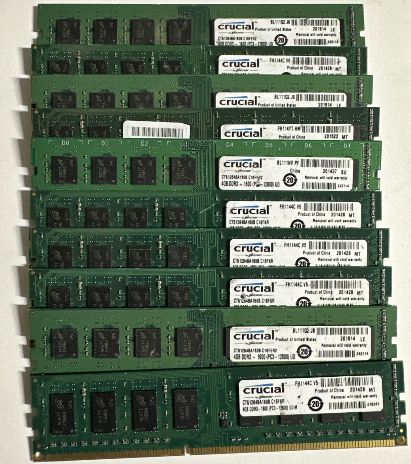 40GB Crucial  10 x 4GB PC3-12800 DDR3-1600 CT51264BD160B Desktop RAM