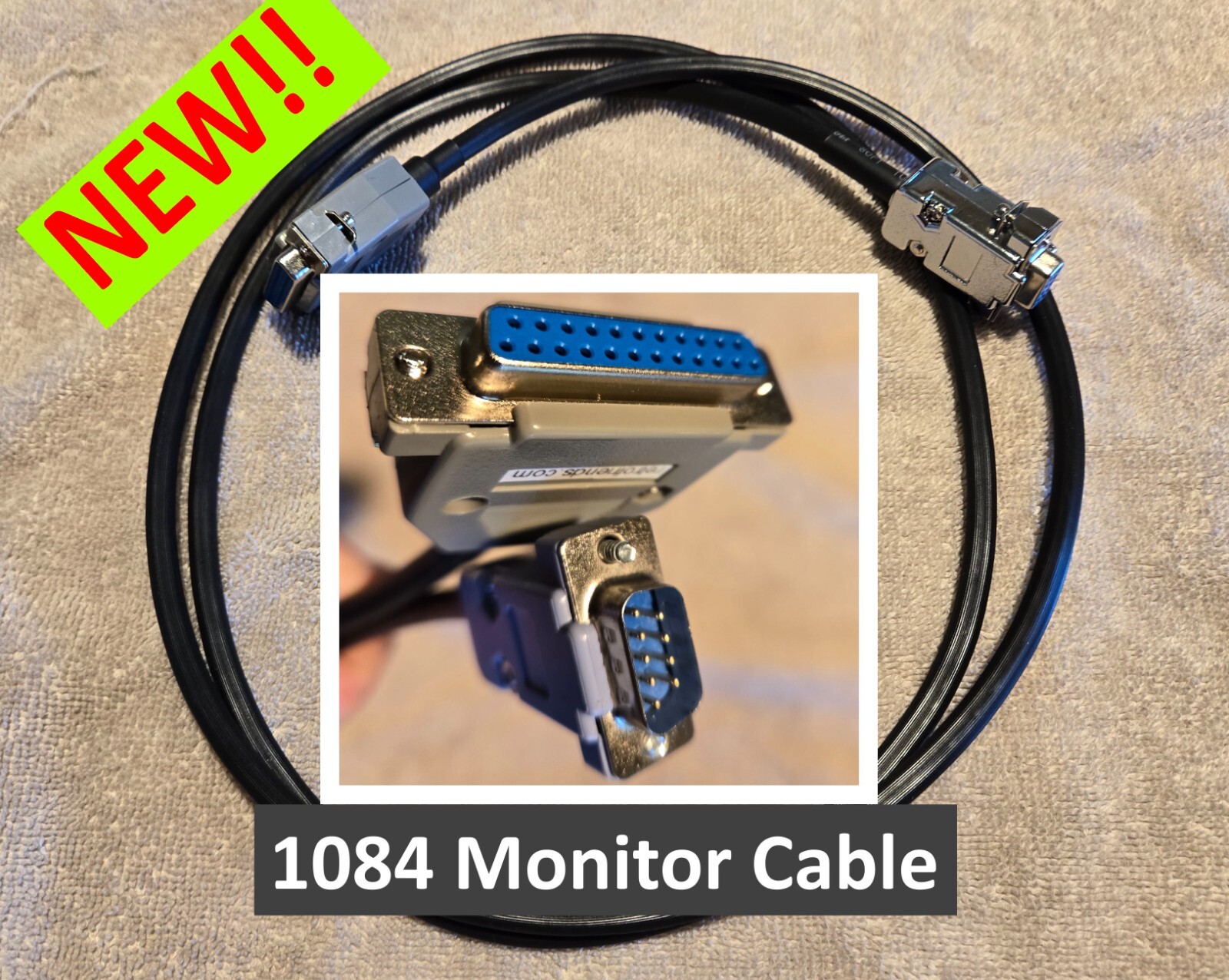 AMIGA DB23 RGB Female to DB9 Male 1084 MONITOR CABLE 5 ft. - NEW