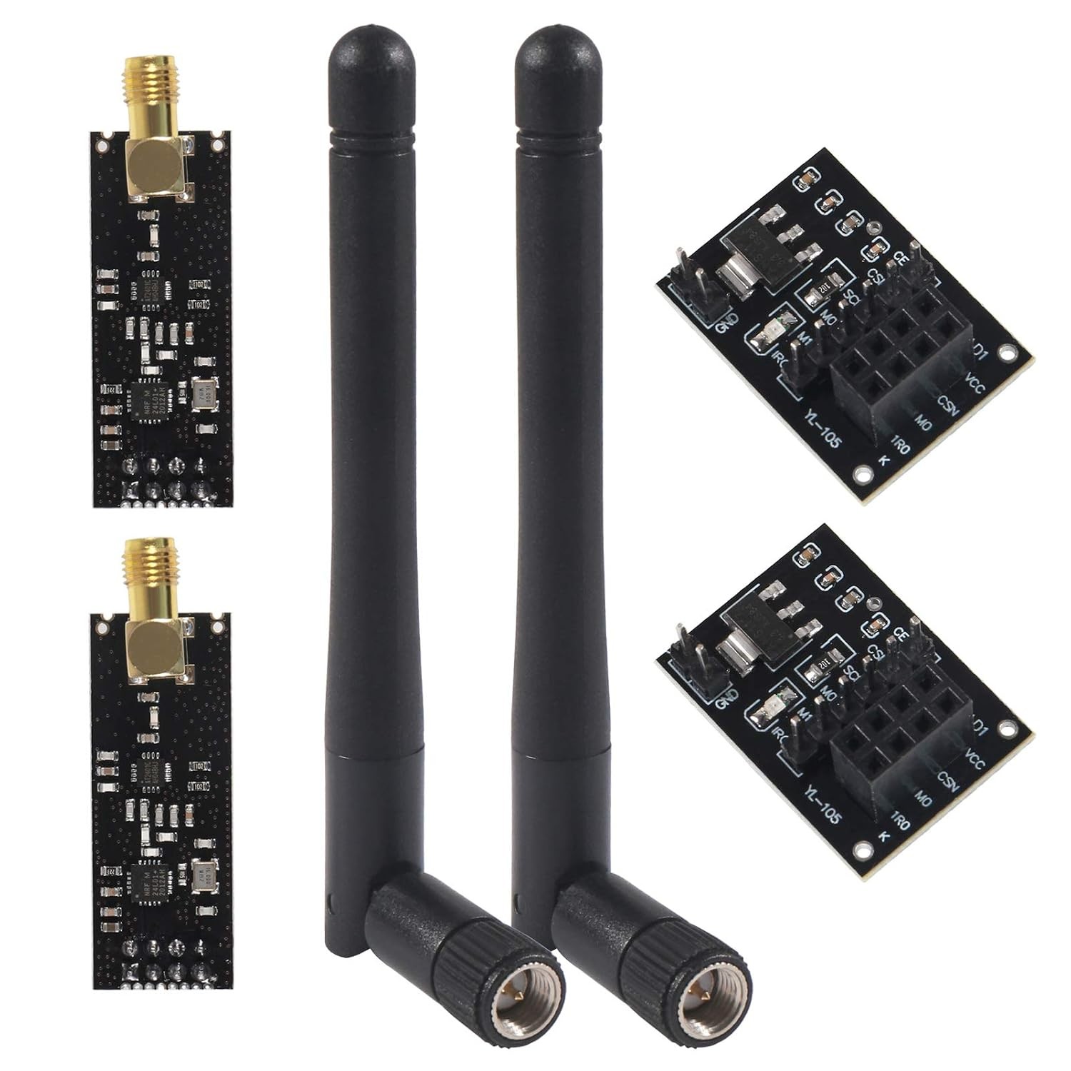 2Pcs NRF24L01+PA+LNA RF Wireless Transceiver Module with SMA Antenna 2.4G 1100m