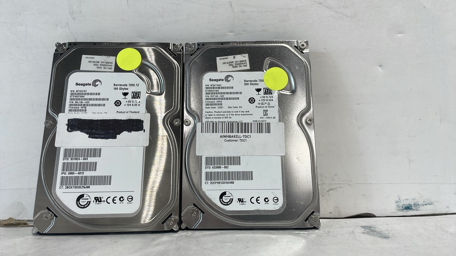 Seagate ST3500413AS 500GB & ST3160318AS 160GB 3.5" SATA Hard Disk HDD Lot of 2