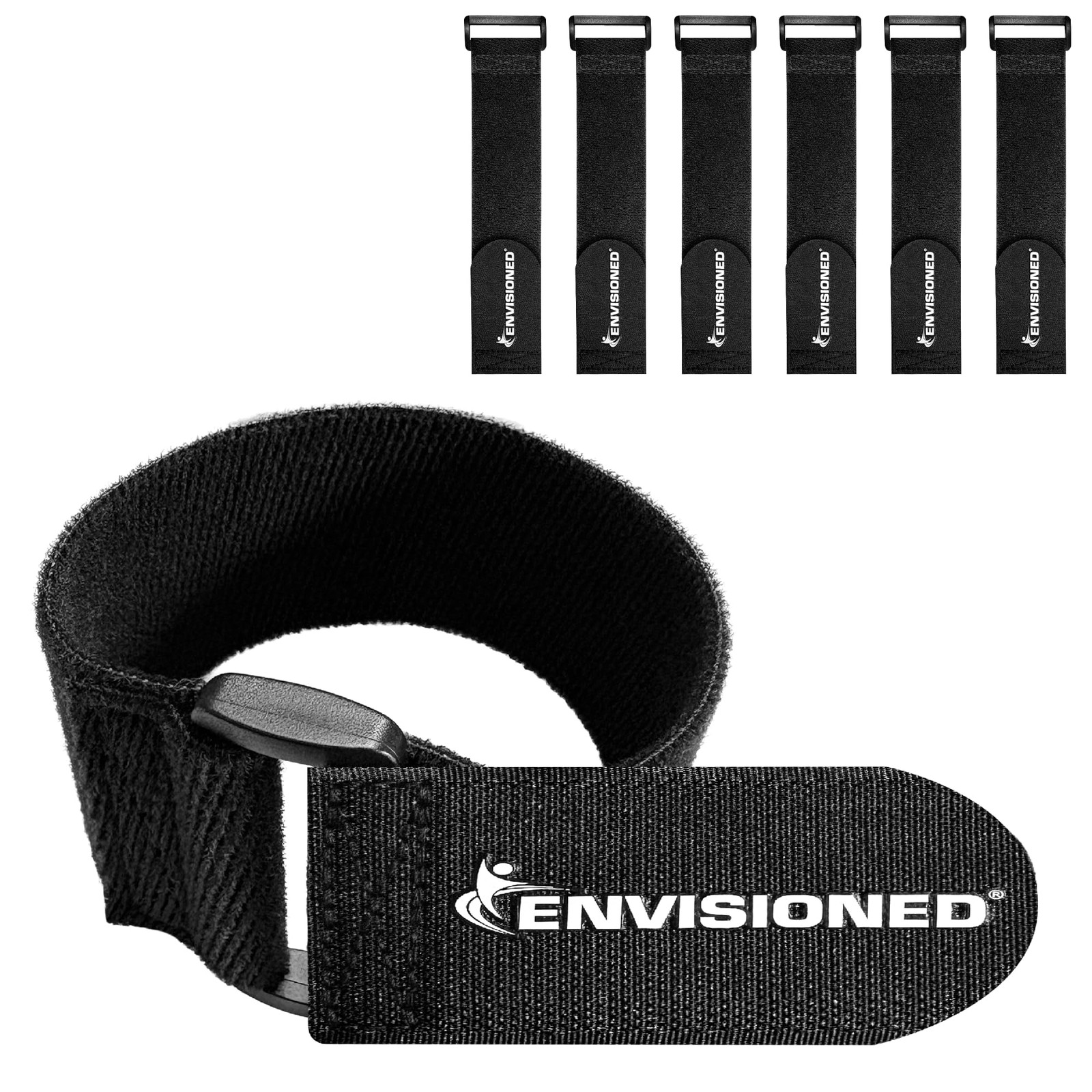 Soft Touch Cinch Straps 2" x 30" - 6 Pack, Velour Microfiber Reusable Hook an...
