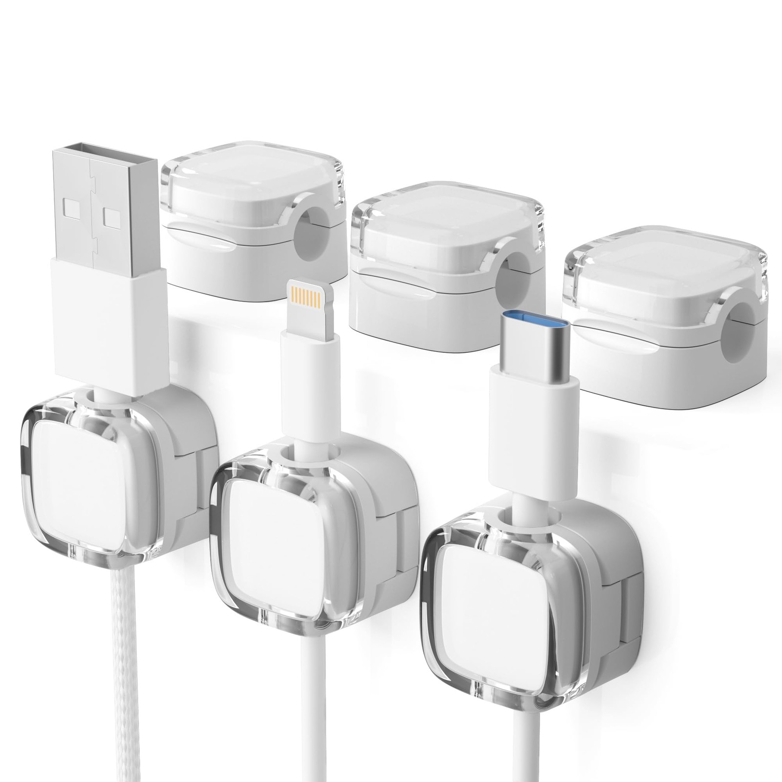 6 Pack Magnetic Cord Organizer & Cable Clips - Adjustable Under Desk Cable Ma...