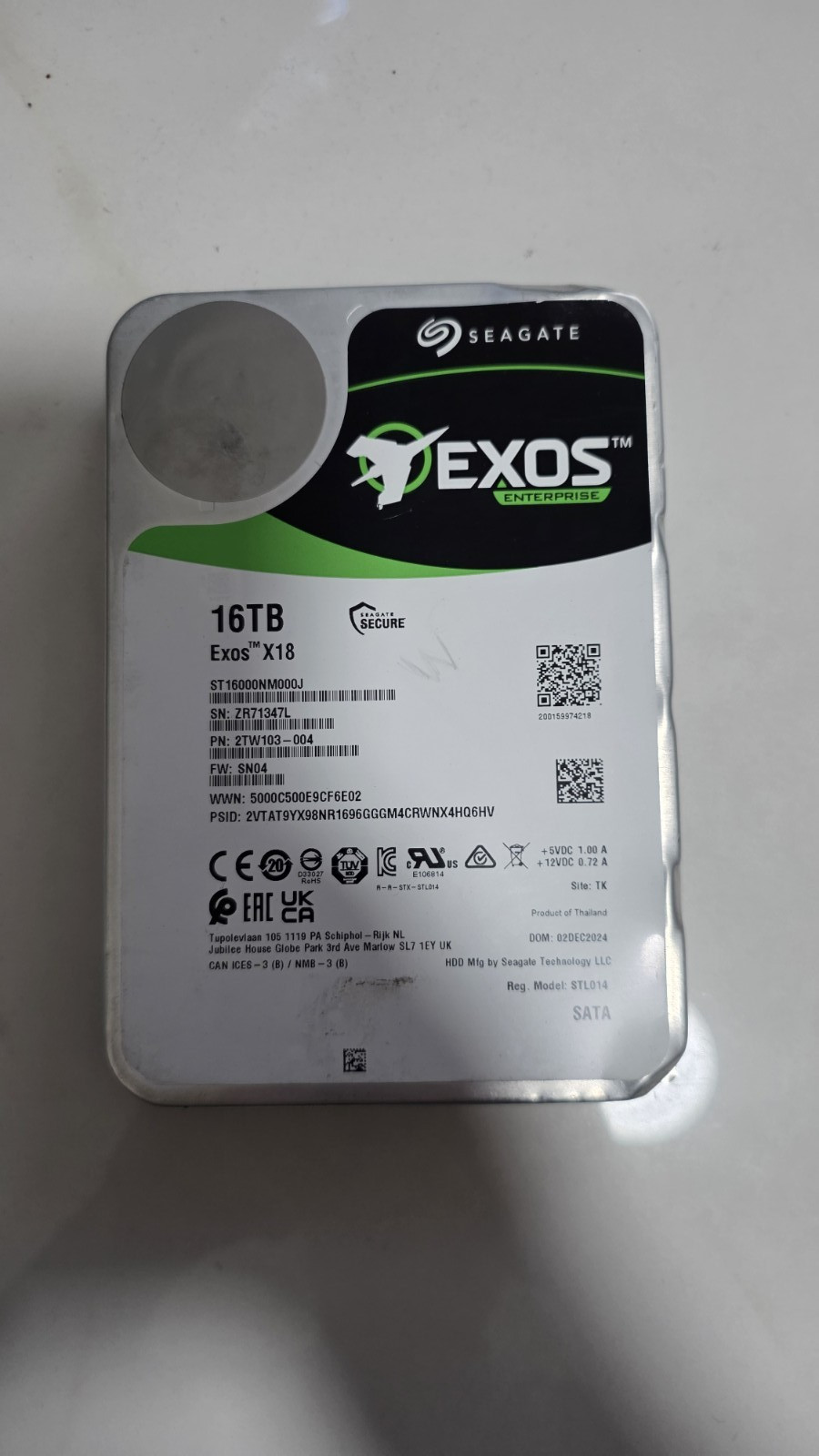 Seagate Exos X18 16TB SAS 12Gbps 3.5" Enterprise HDD ST16000NM000J FOR PARTS