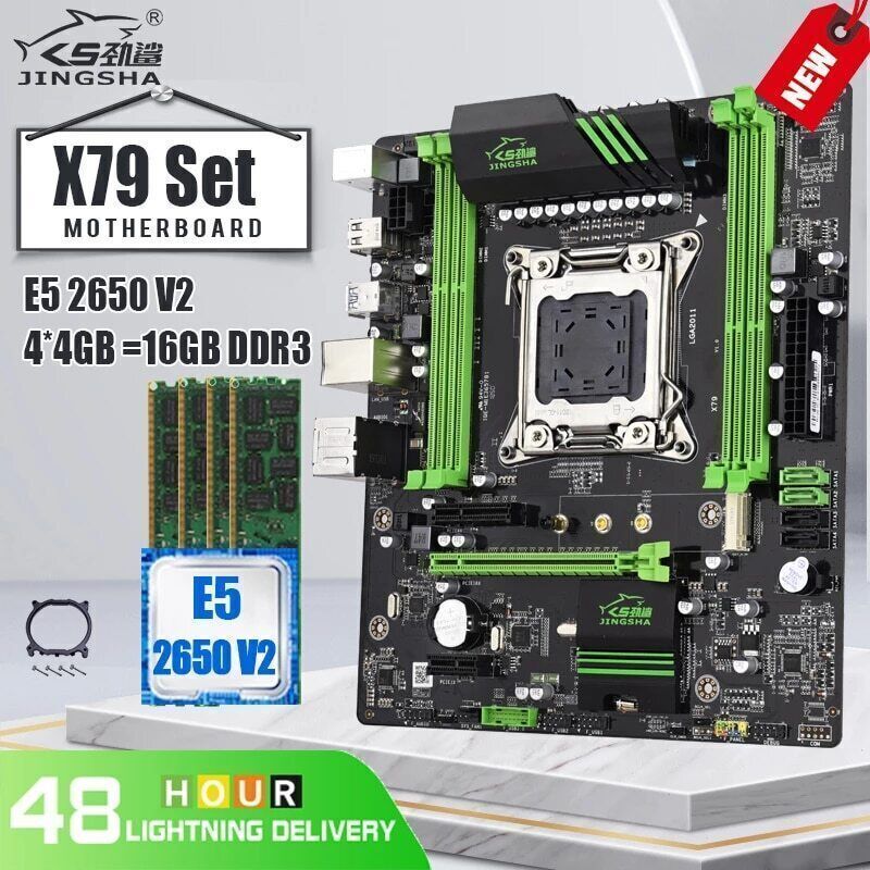 LGA 2011 X79 Motherboard Set Kit with E5 2650V2 CPU 2.6GHz 4*4GB DDR3 ECC REGRAM