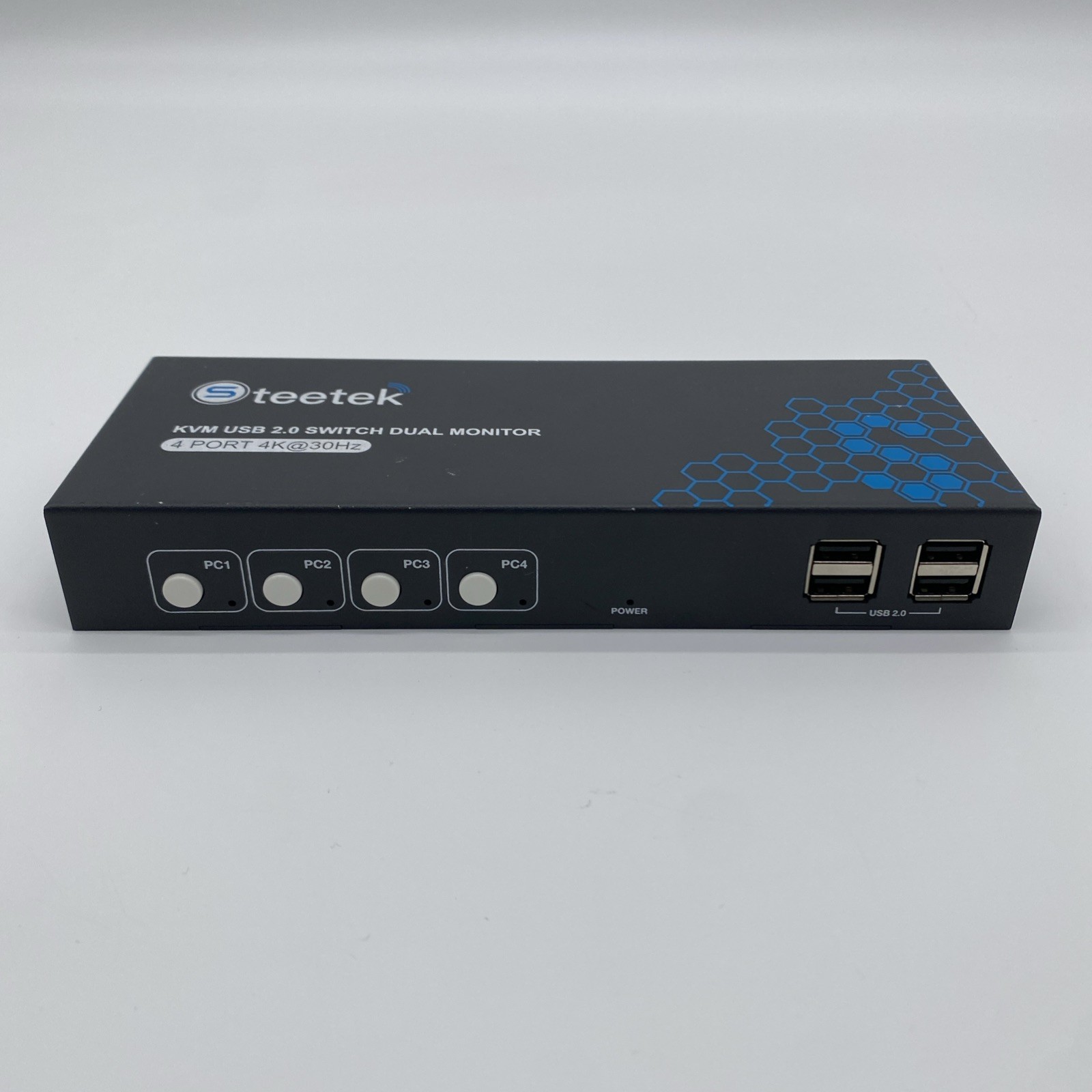 Steetek KVM USB 2.0 Switch Dual Monitor 4-Port 4k@30Hz - No Cables Included