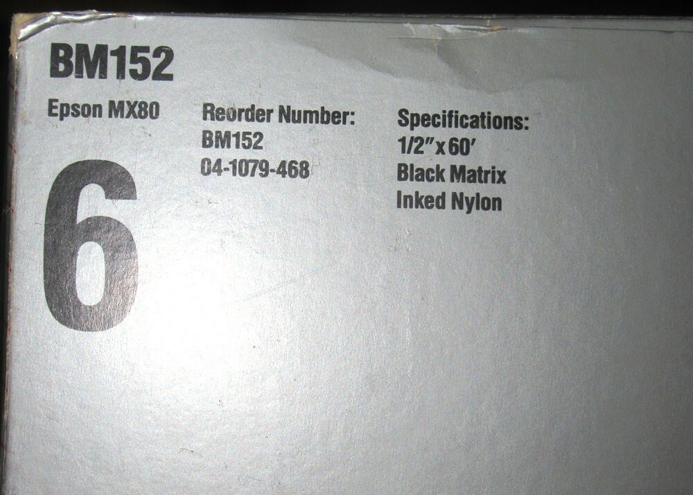 Lot of 6 Nu-kote Nukote BM152 1/2"x60' Black Nylon Printer Ribbon Cartridge 