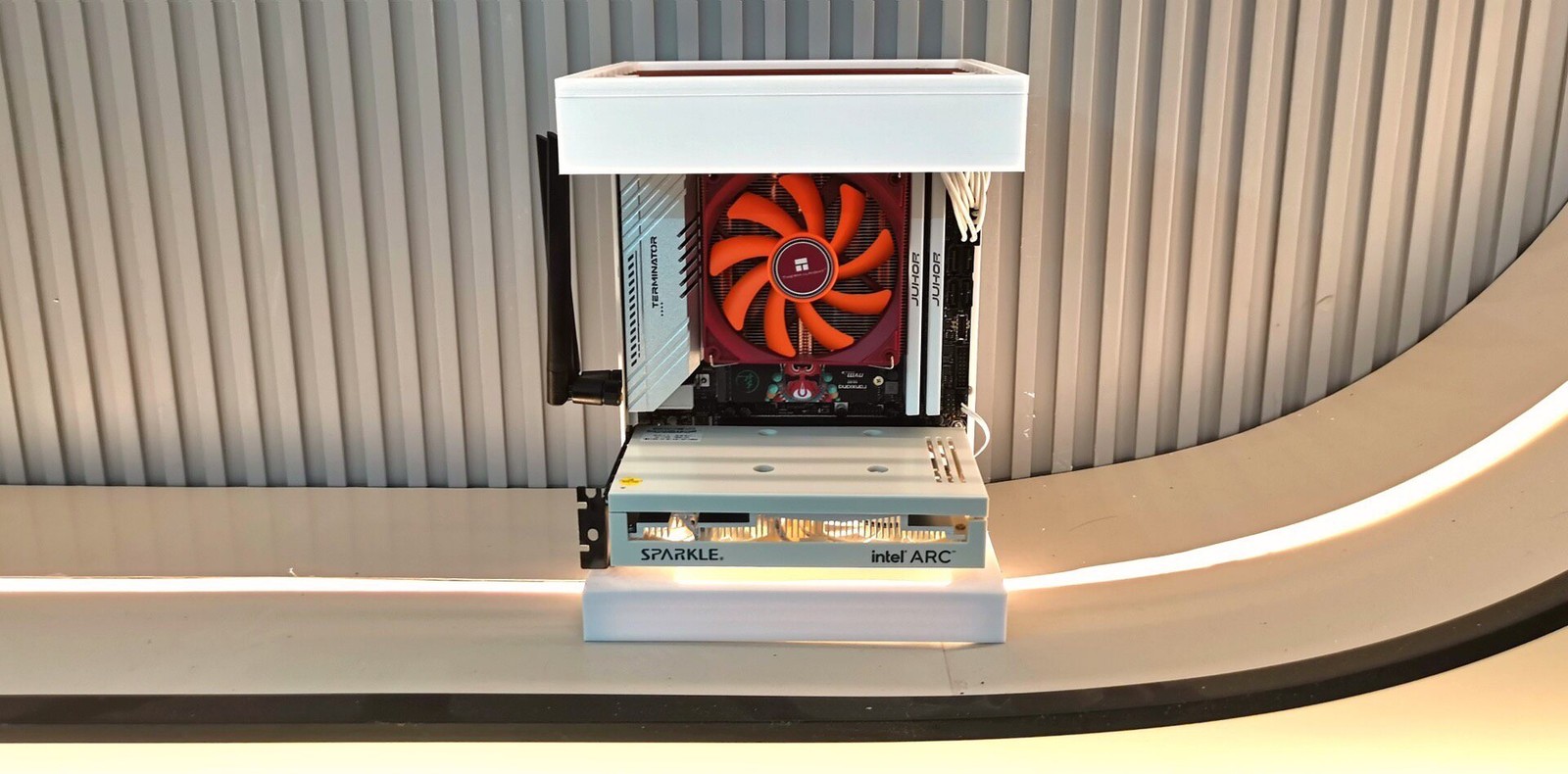 3D Printed ITX Mini PC Case, ABS Sea View SFF Chassis for 17x17 ITX Motherboard