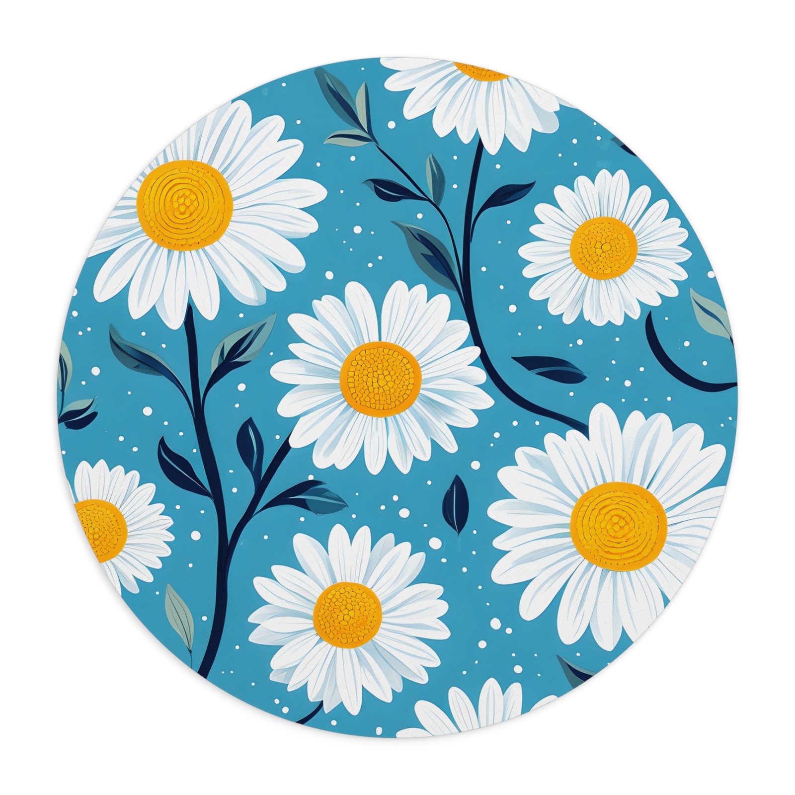 Daisy Pattern Mouse Pad | Blue Floral Desk Mat