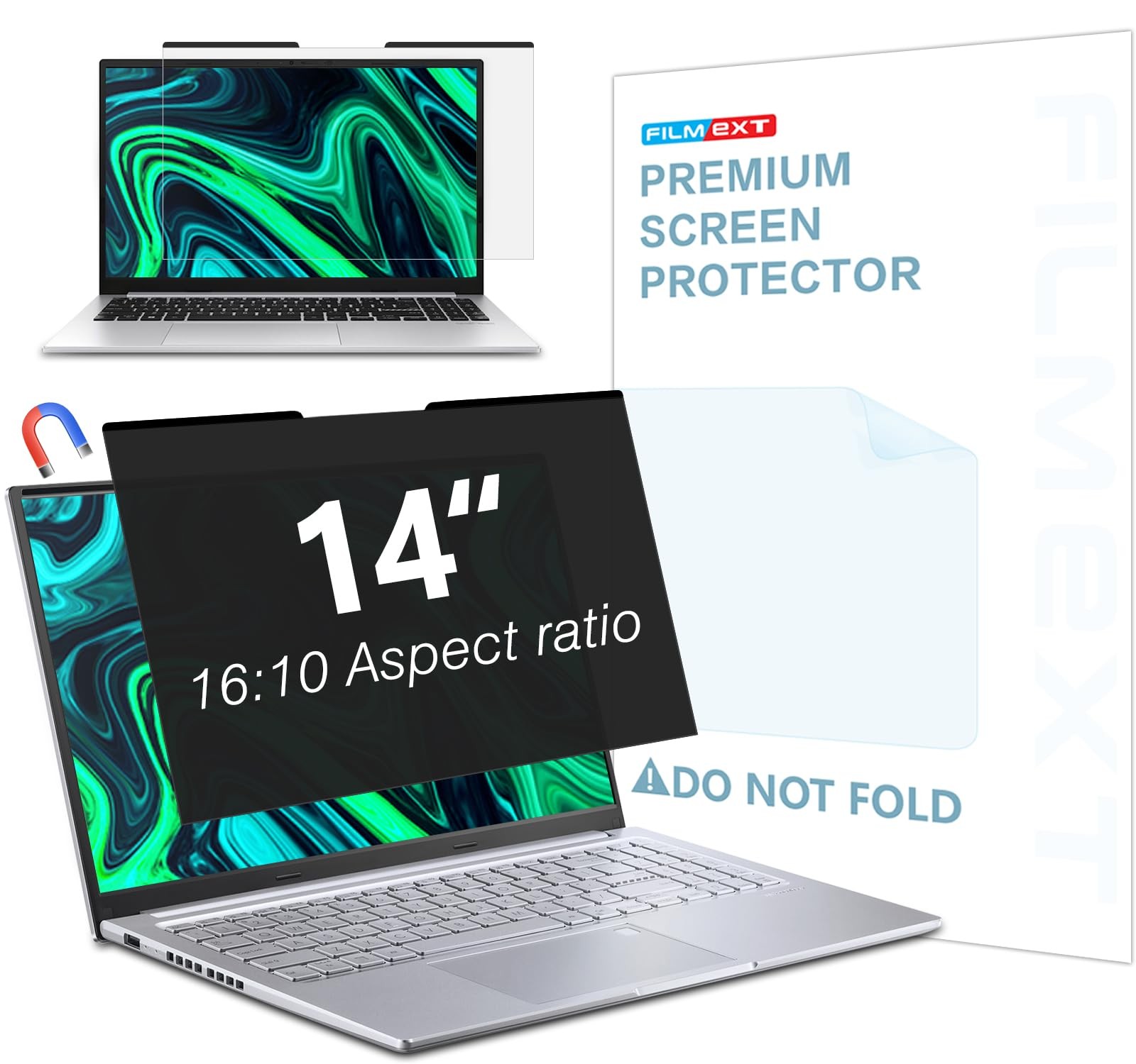 Magnetic Laptop privacy screen 14 inch for 16:10 Widedisplay, Removable Lapto...