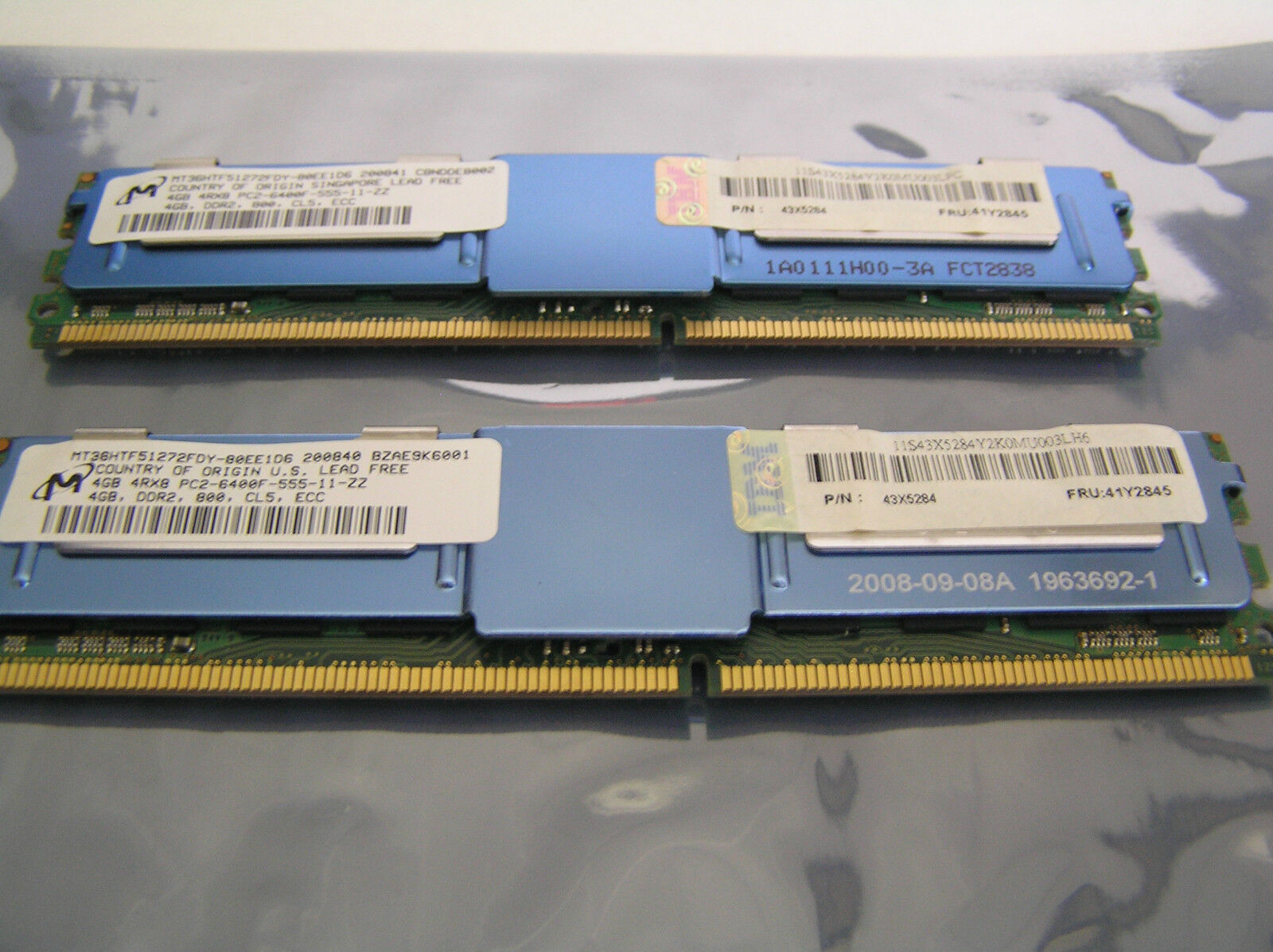  Micron 8GB (4GBx2) MT36HTF51272FDY PC2-6400F 800Mhz DDR2 FRU:41Y2845 Server RAM