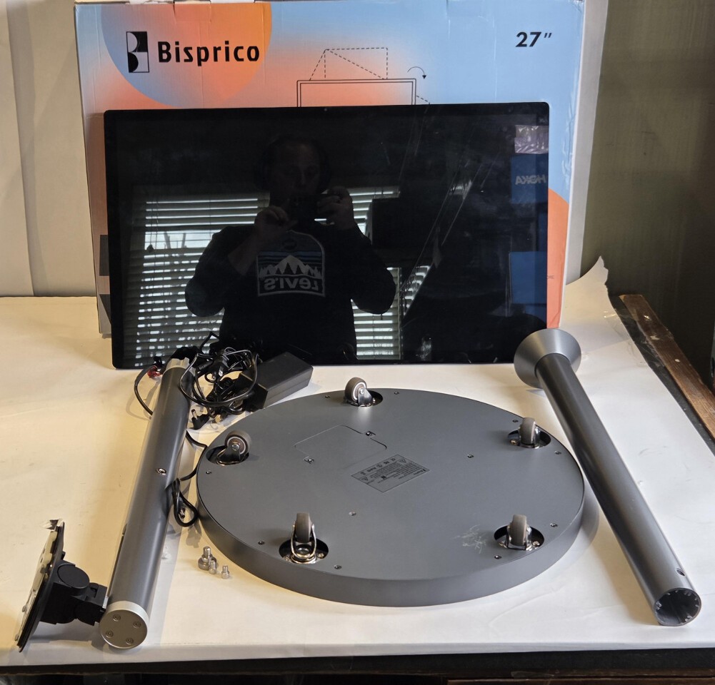 BISPRICO PORTABLE 27" MOBILE SMART DISPLAY TOUCH SCREEN MONITOR WITH STAND BLACK