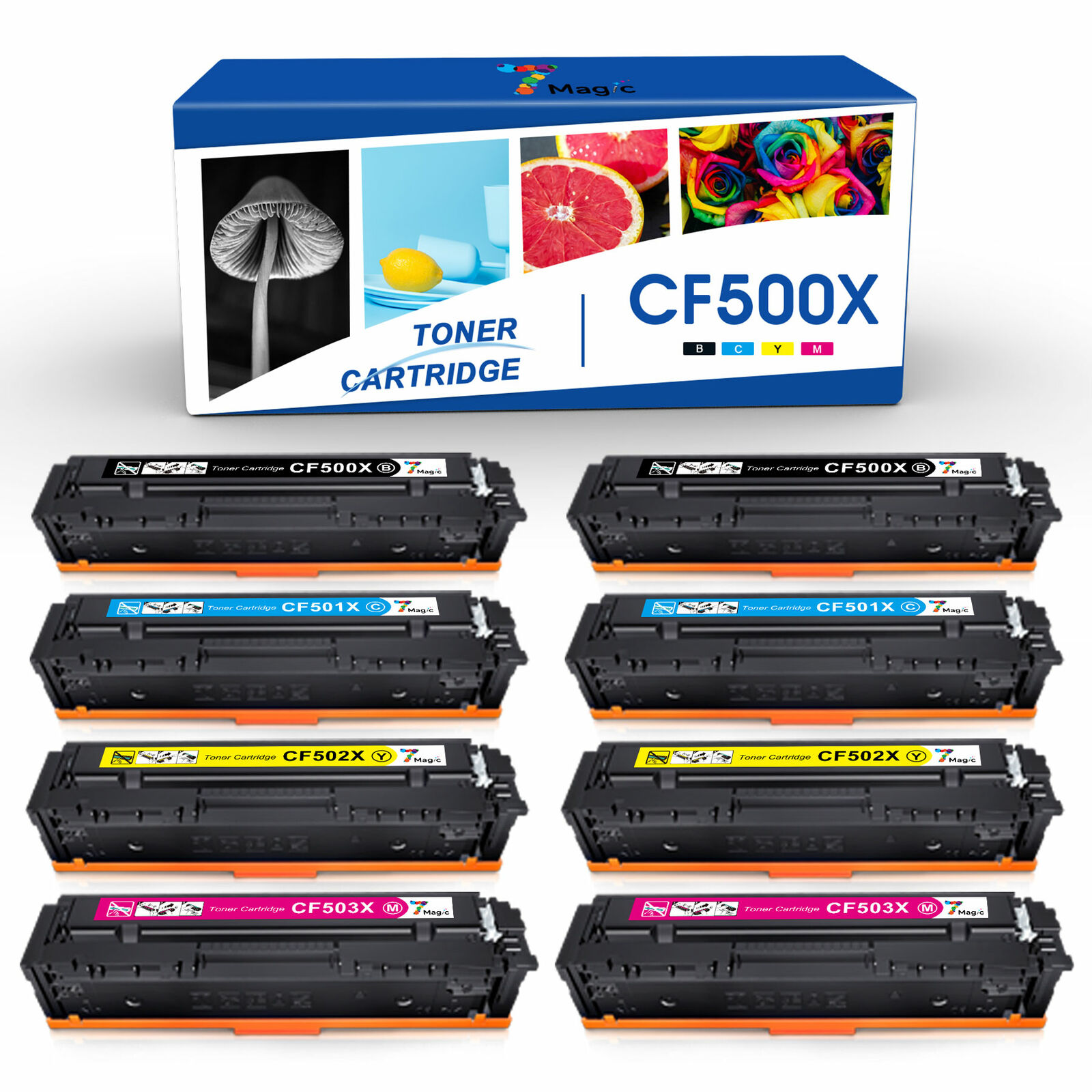 8X High Yield CF500X 202X BK Color Toner Cartridge For HP M254 M280 M281 Printer