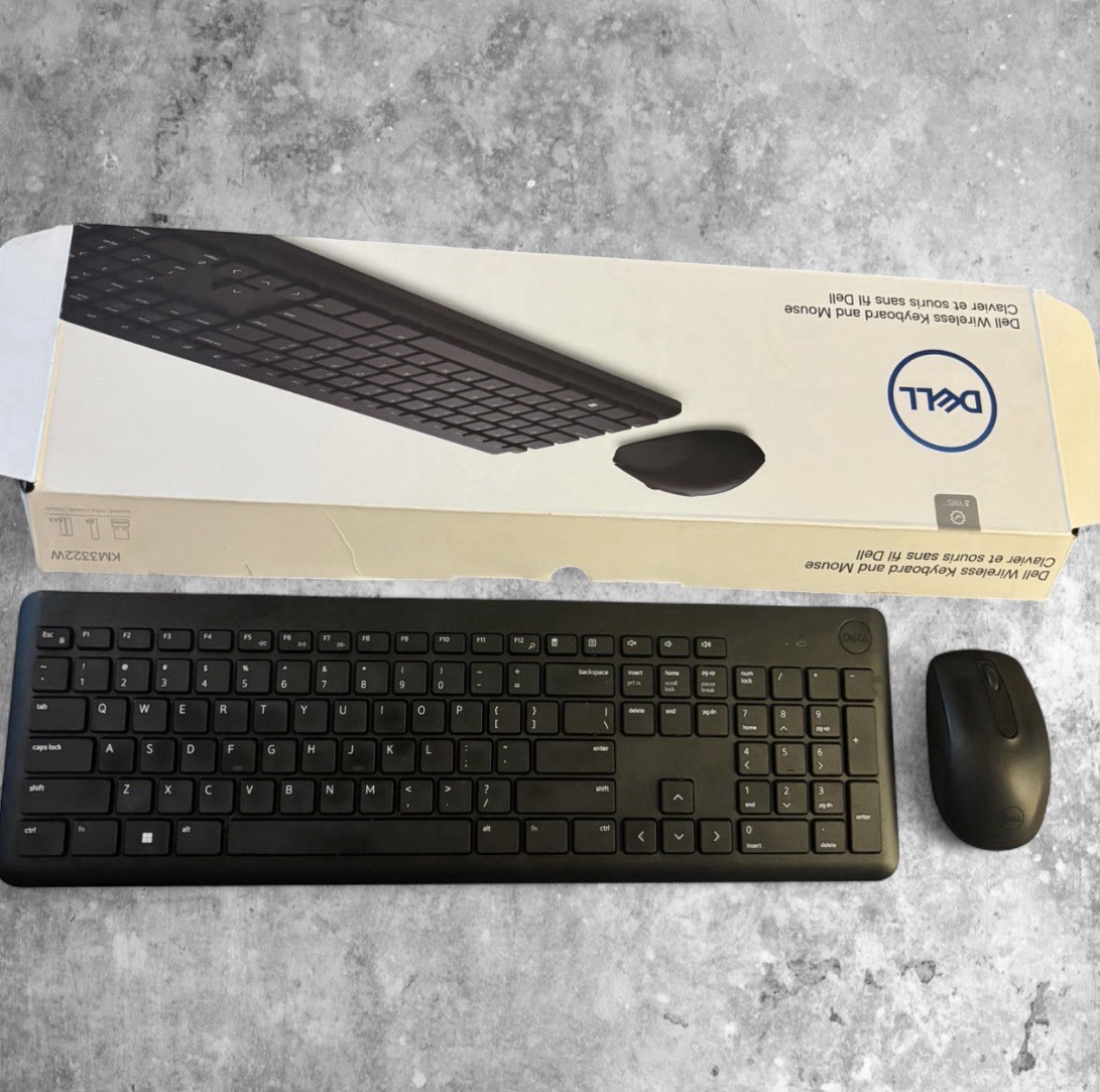 Dell KM3322W Wireless Keyboard & Mouse Bundle, Plug & Play, Black