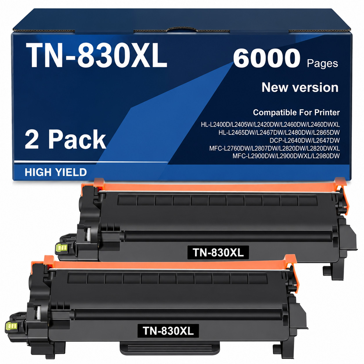 TN830XL 2PK Toner Cartridge Compatible for Brother HL-L2465DW MFC-L2900DW