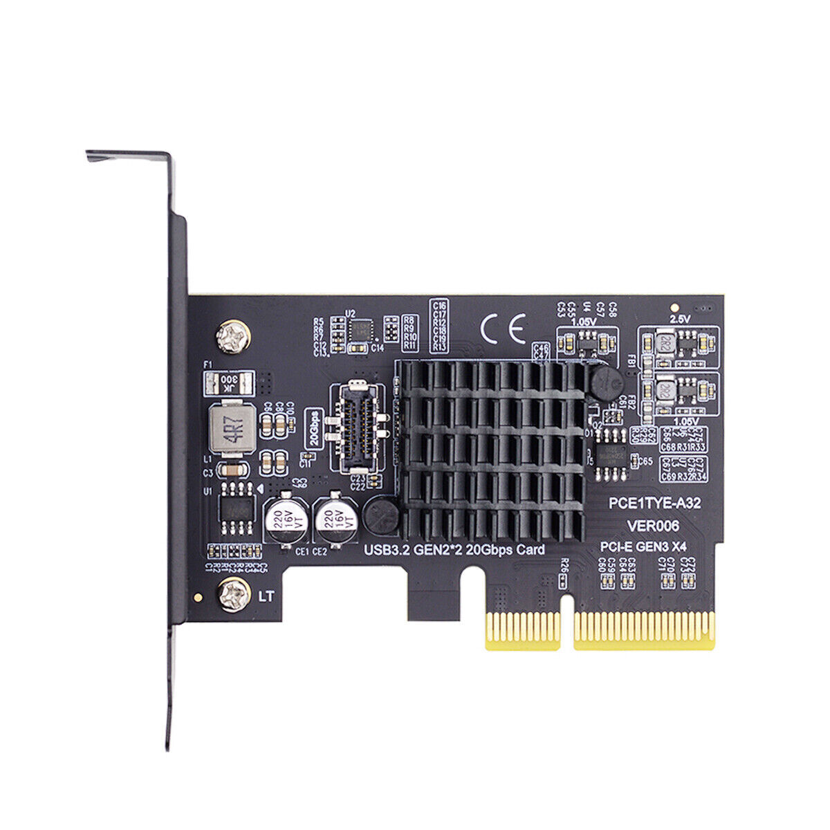 Cablecc USB 3.2 Gen2 Type-E 20Gbps Front Panel to PCI-E 4X Express Card Adapter