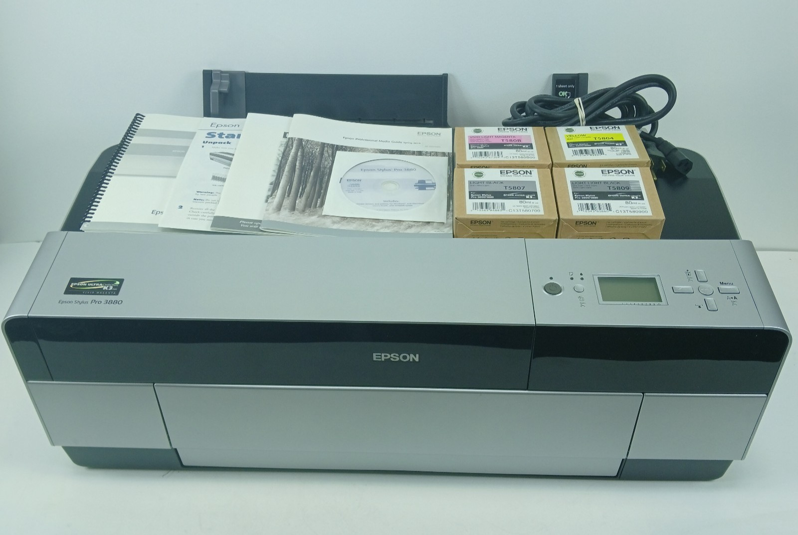 EPSON STYLUS PRO 3800 PRINTER WIDE FORMAT PAGE CT 283 COMES W INK  TESTED