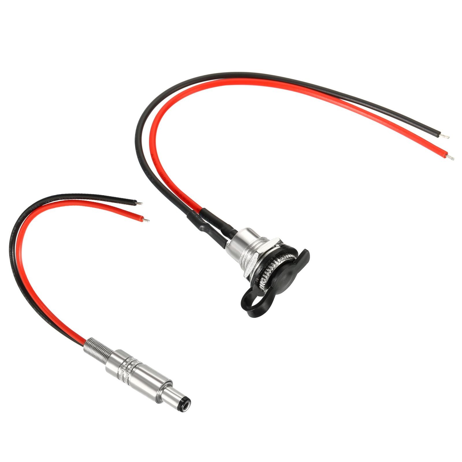 2pcs 5.5x2.5mm DC Power Socket Male Female Mount Adapter with Waterproof Cap