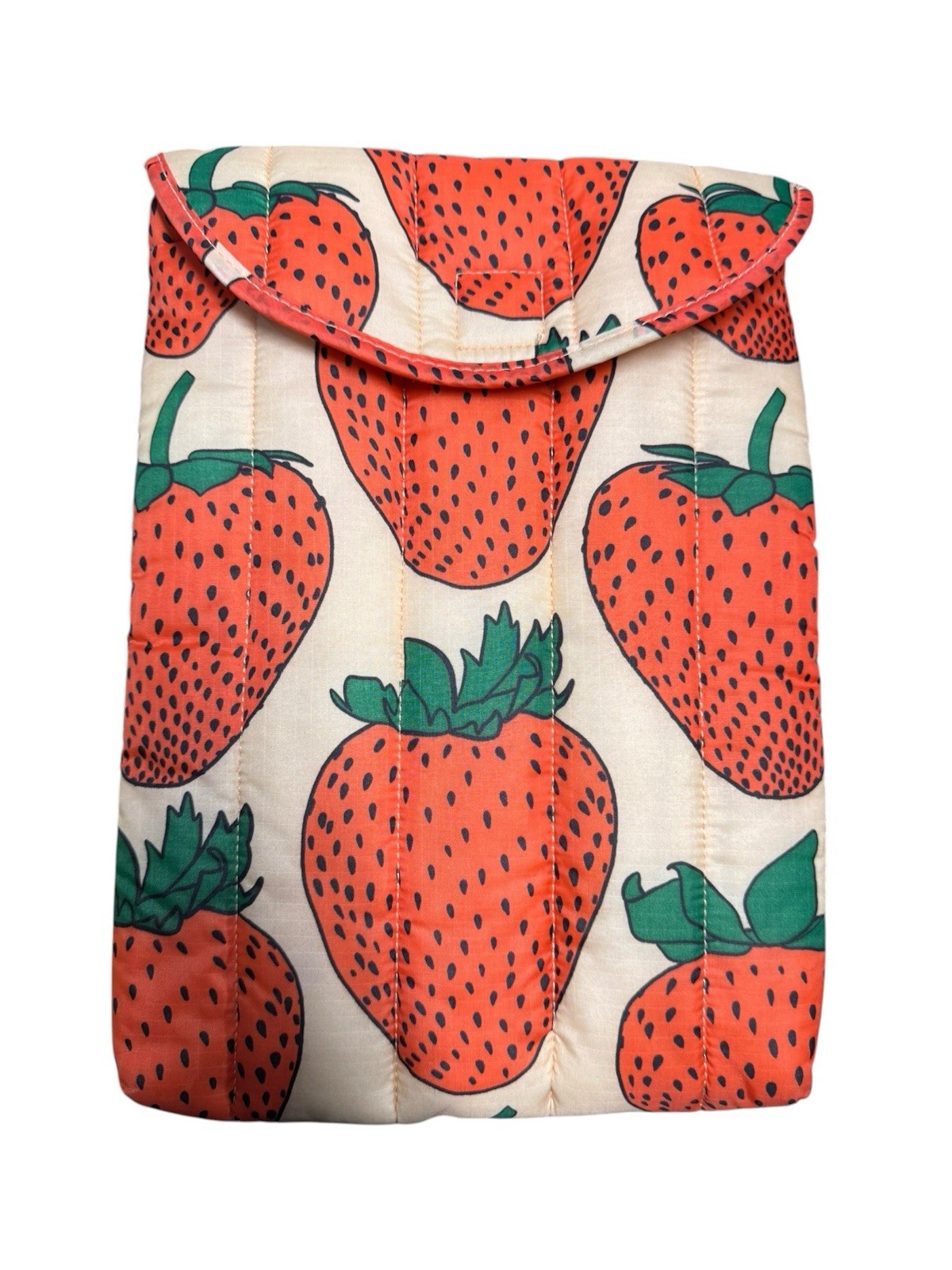 Baggu Puffy Laptop Tablet Sleeve Strawberry Print Padded Cover Quilted 