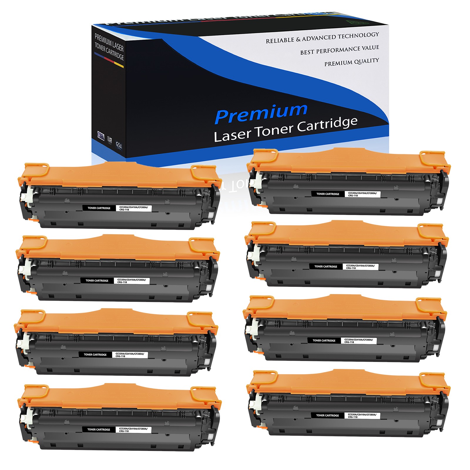 8 Pack Black CC530A 304A Toner For HP LaserJet CP2020 CM2320 CP2025 MFP