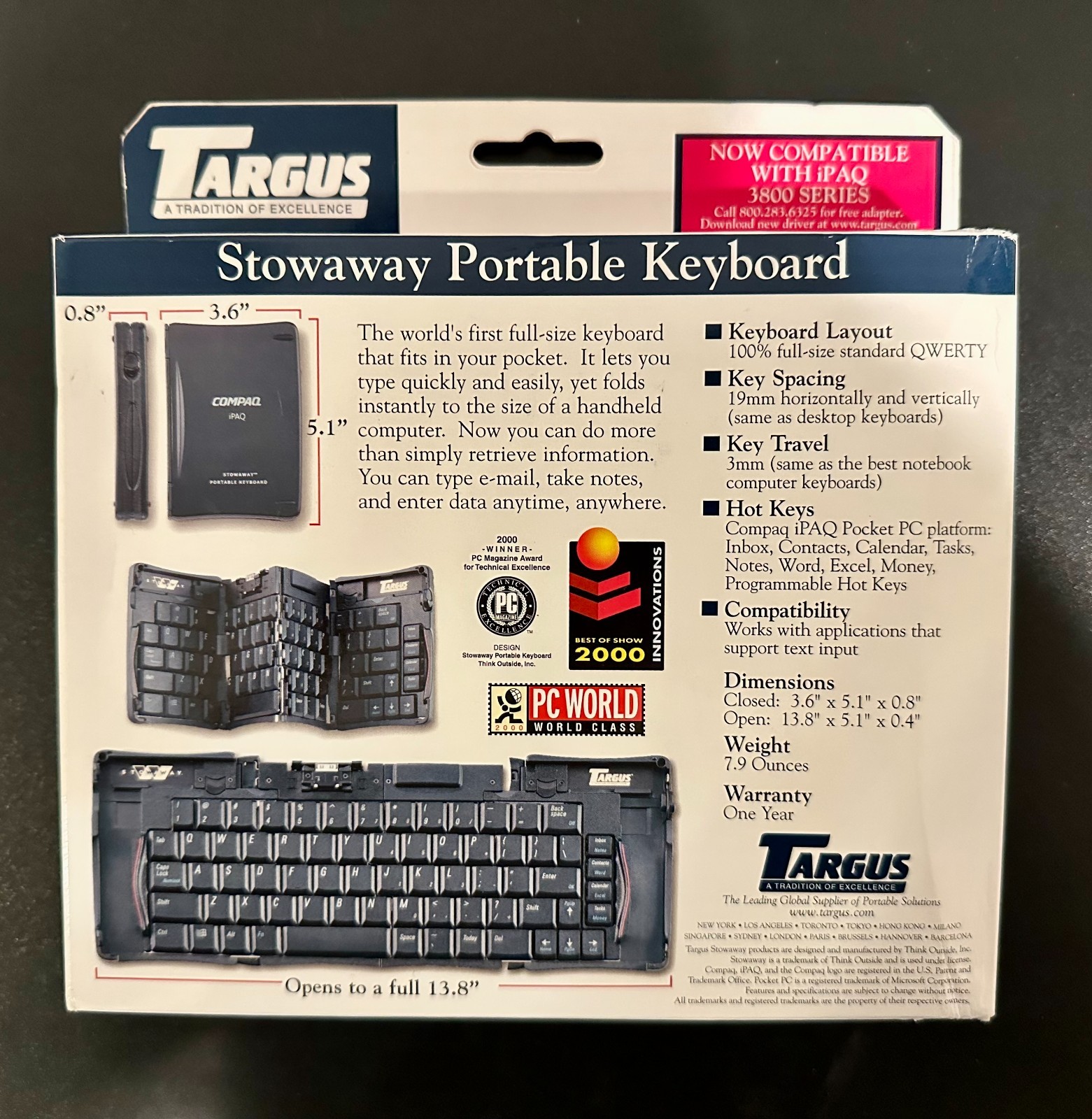 Targus Stowaway Portable Keyboard Full Size Foldable Keyboard Model No. PA840U