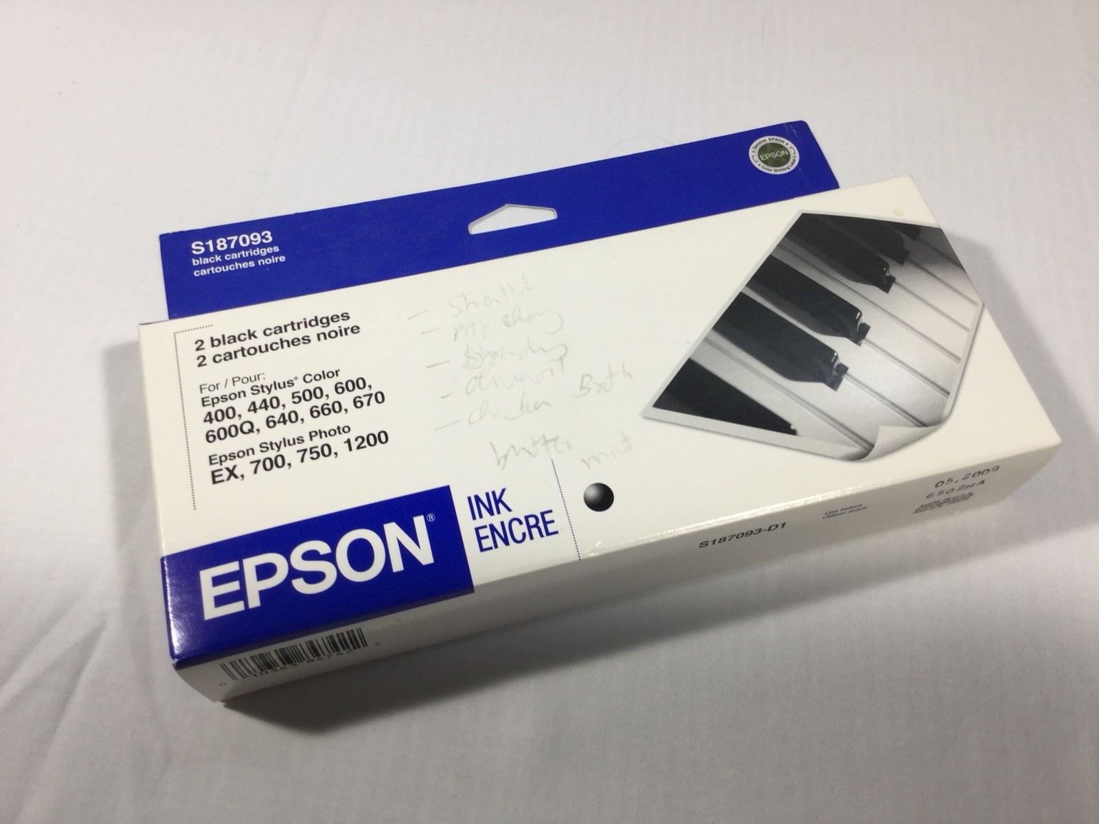 Epson 2 Black Cartridges S187093 D1 - NOS