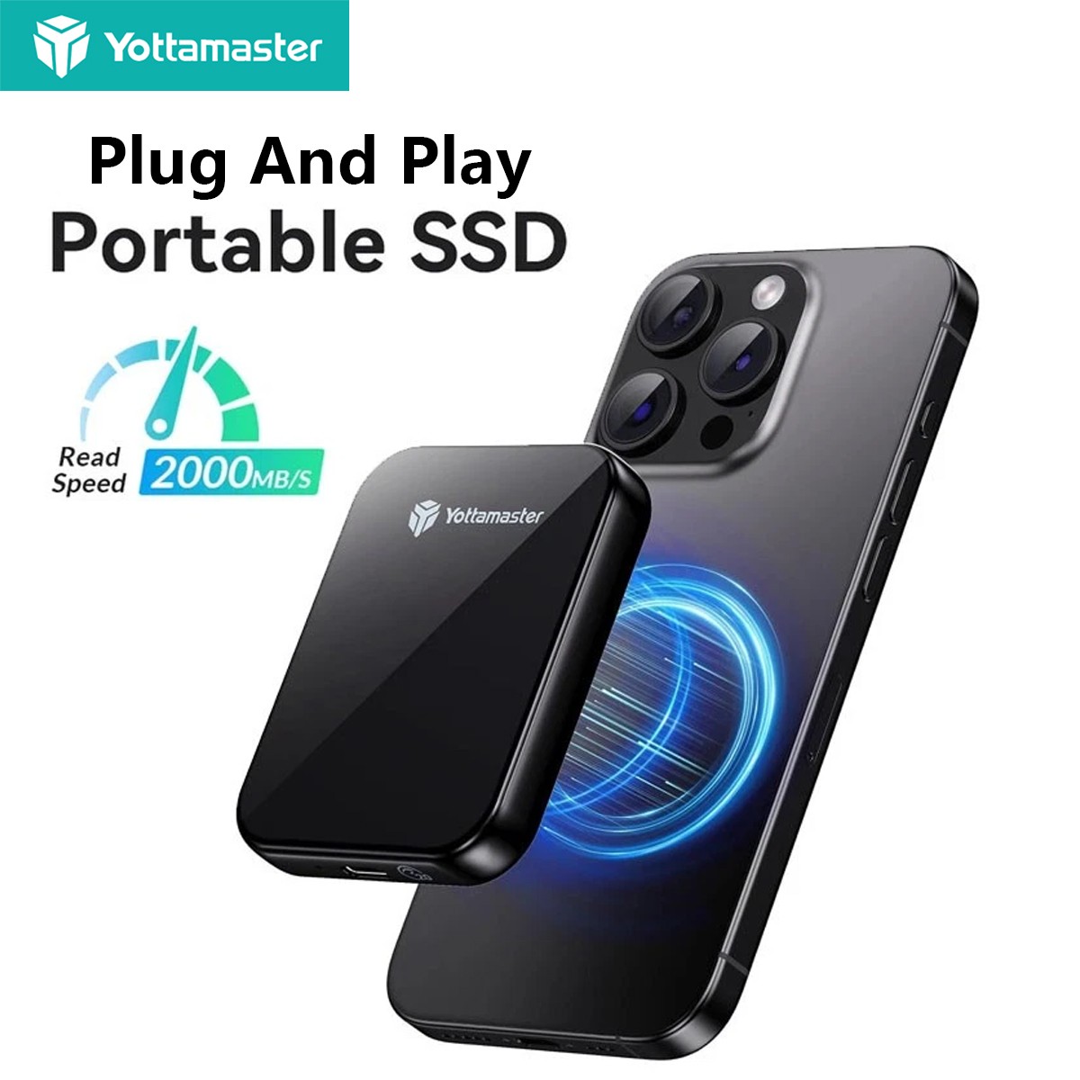 Portable 1TB Magnetic External SSD Solid State Drive USB 3.2 Gen2x2 20 Gbps