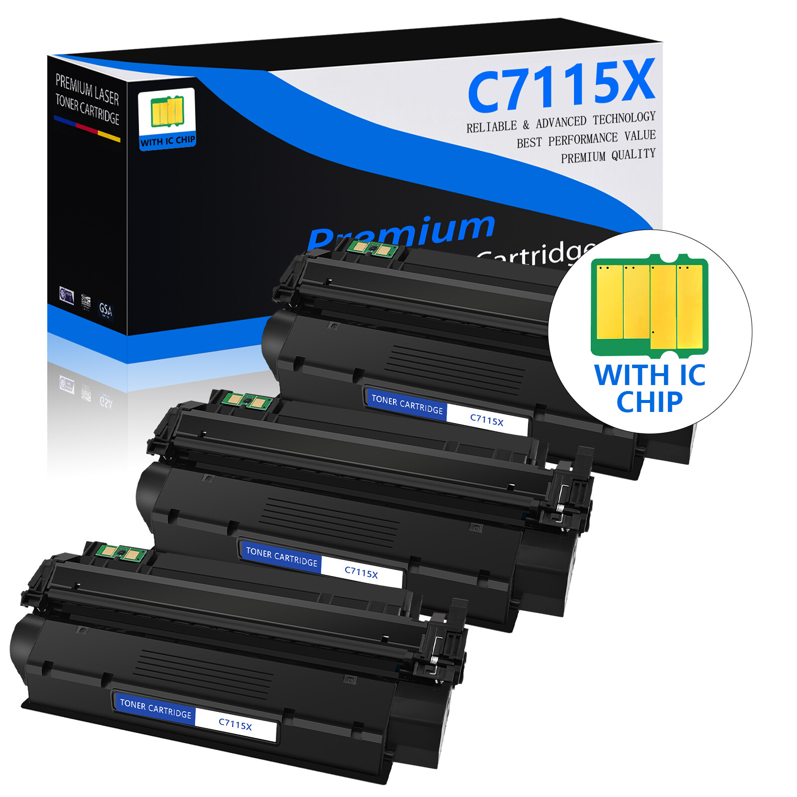 3PK C7115X Black Toner Cartridge for HP LaserJet 3320nmfp 3330 1200se 1200