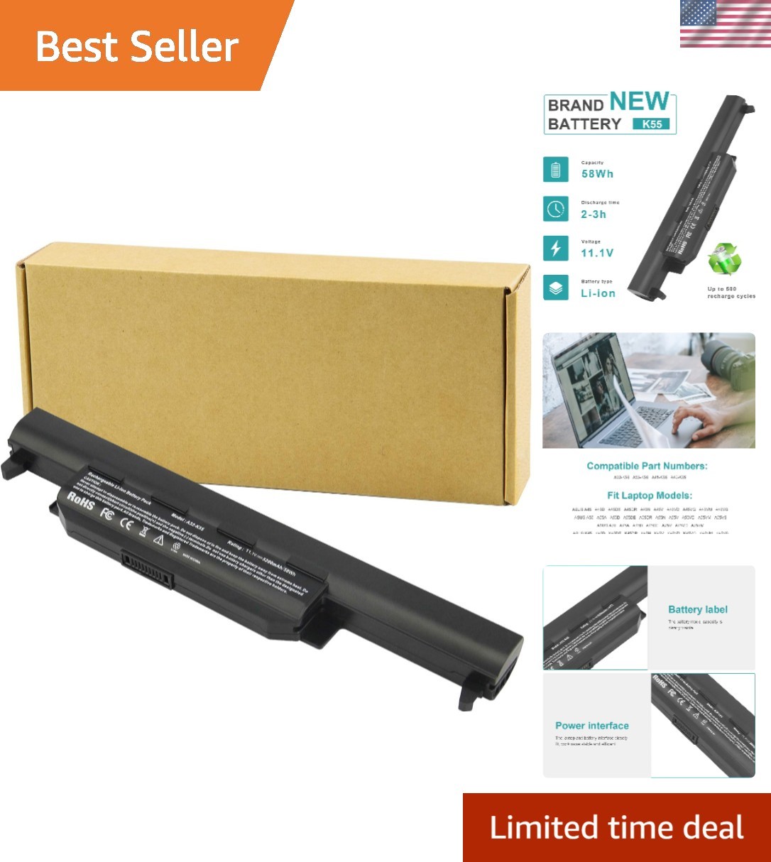Versatile Replacement Battery for ASUS A45, A55, K45 Models - 600 Charge Cycles