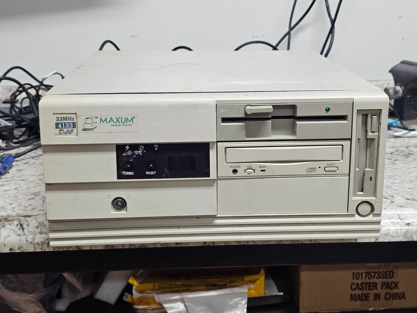 Vintage Rare Retro Gaming Desktop Maxum 4133 DLC Cyrix Cx486DLC 1.44" 5.25" ISA
