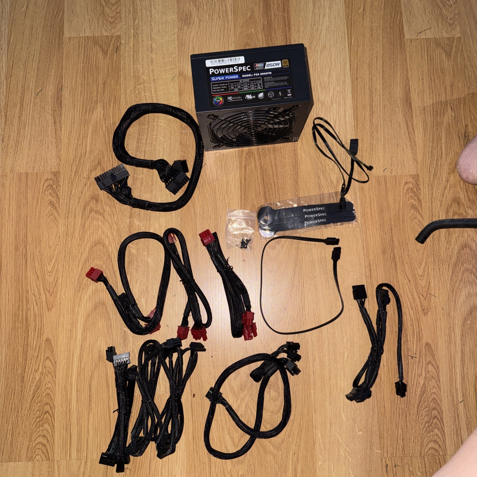 PowerSpec PSX850GFM Modular PSU Cable Set w/ Case Manual Screws PCIe SATA ATX