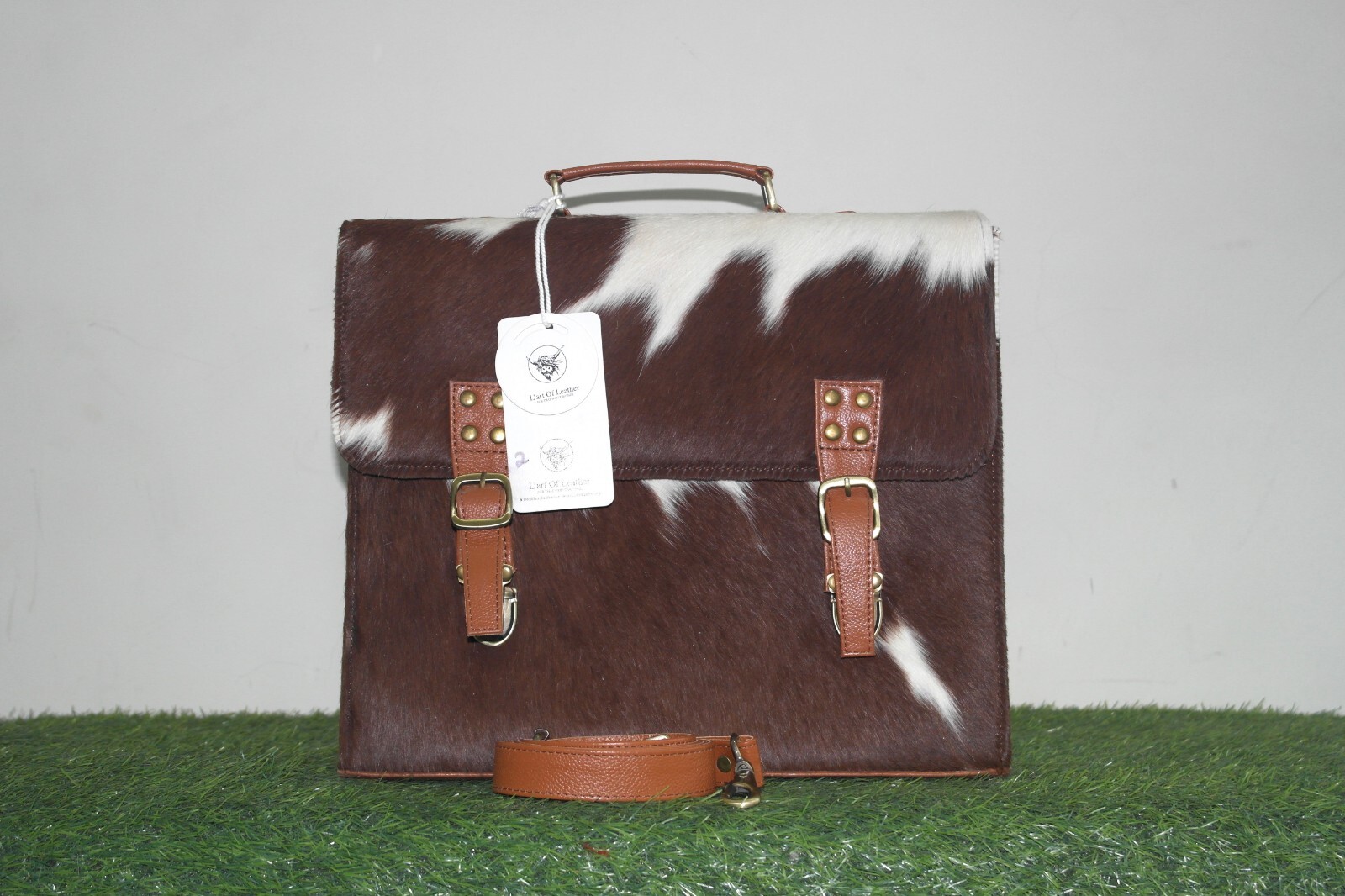 Luxurious Cowhide Hair on Hide Laptop Bag - Statement Piece for Work or Travel