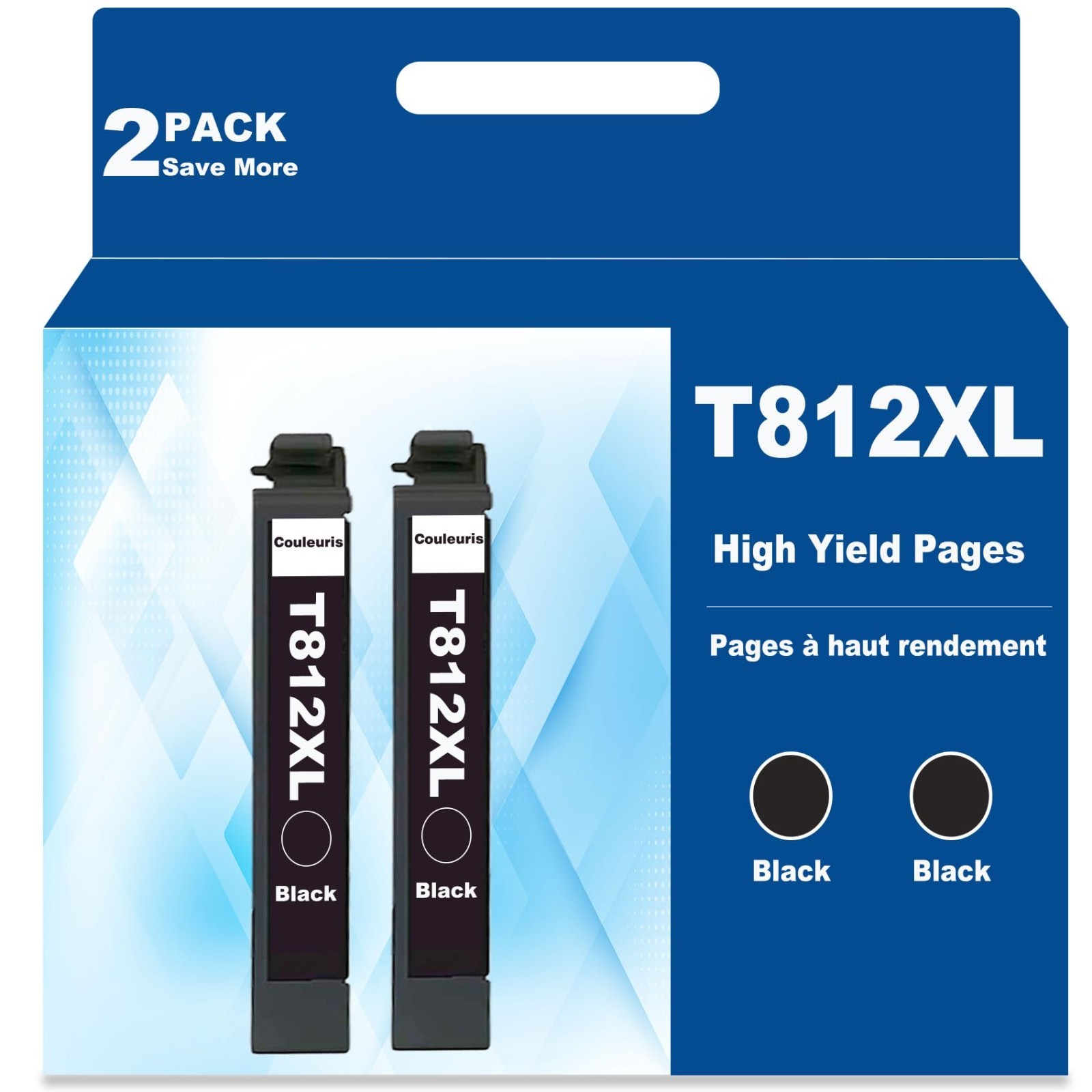 Couleuris T812XL High Yeild Pages Ink Cartridge (2 Black)