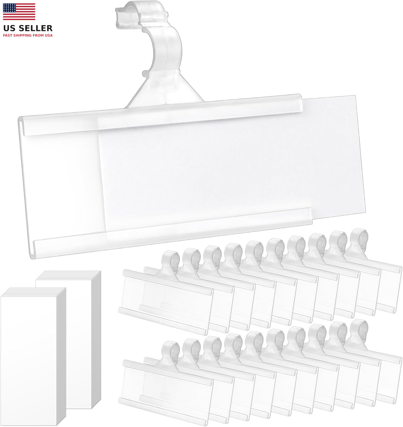 25Pcs Wire Shelf Label Holder, Reusable Plastic Shelf Tags for Pantry Retail Sh